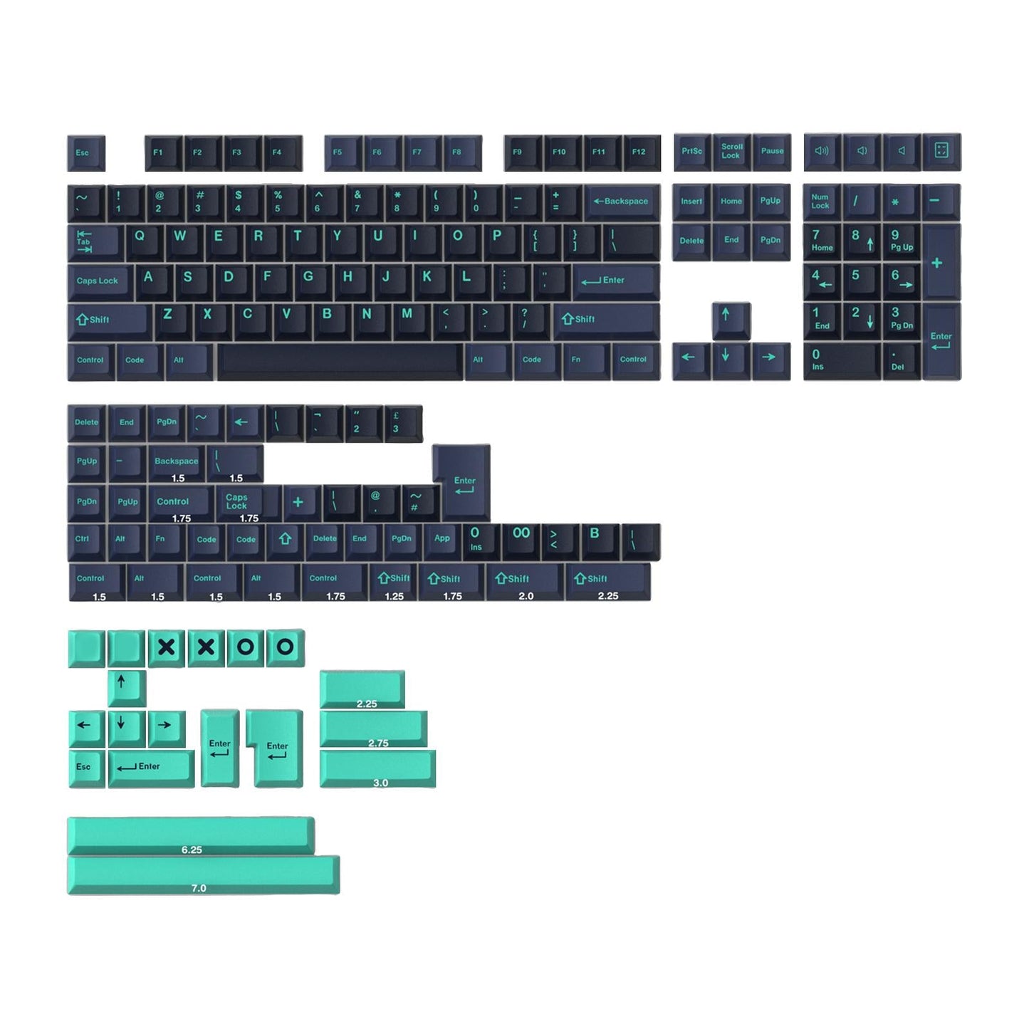 173 Keys Keycaps Key Caps Set for MX Switches and Clones Hammerhead-Dark