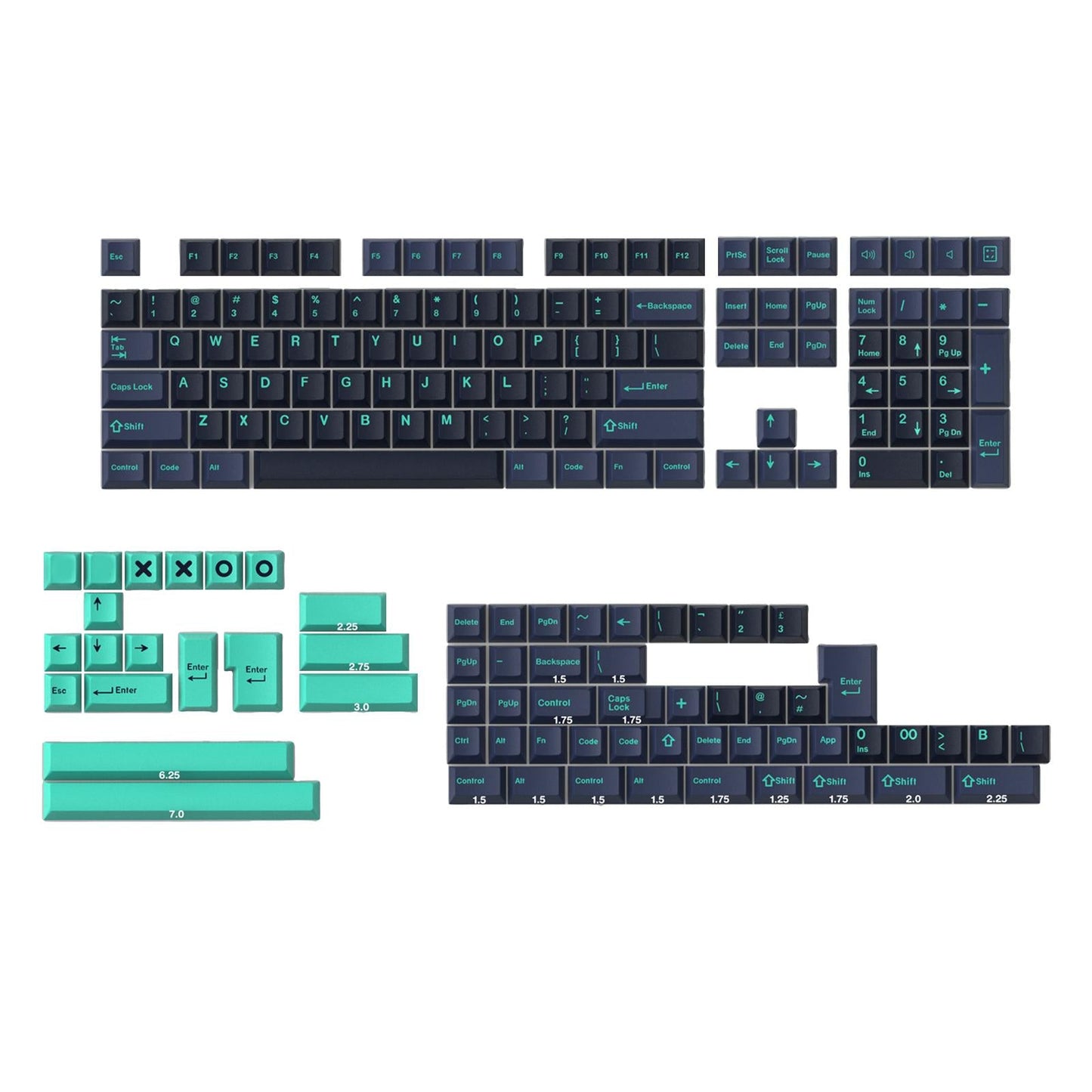 173 Keys Keycaps Key Caps Set for MX Switches and Clones Hammerhead-Dark