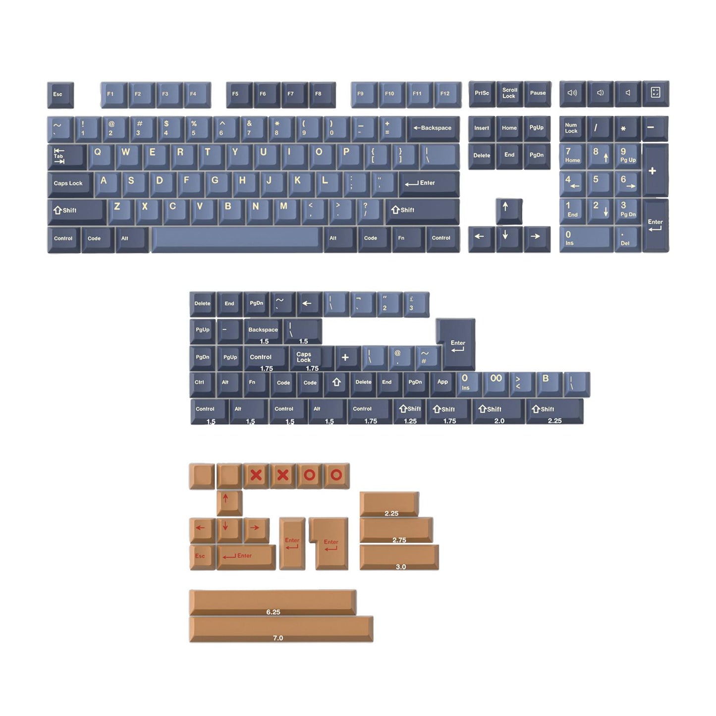 173 Keys Keycaps Key Caps Set for MX Switches and Clones Denim