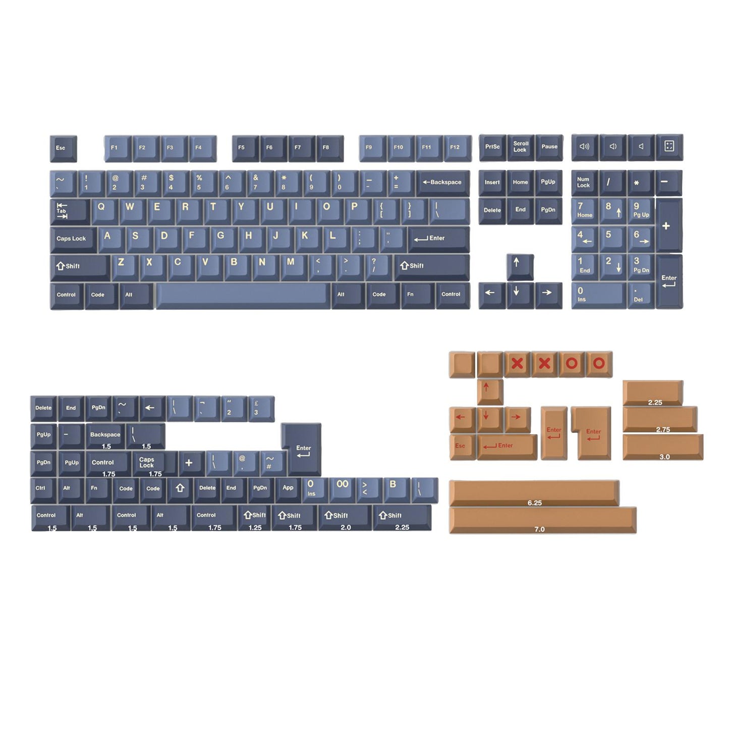173 Keys Keycaps Key Caps Set for MX Switches and Clones Denim