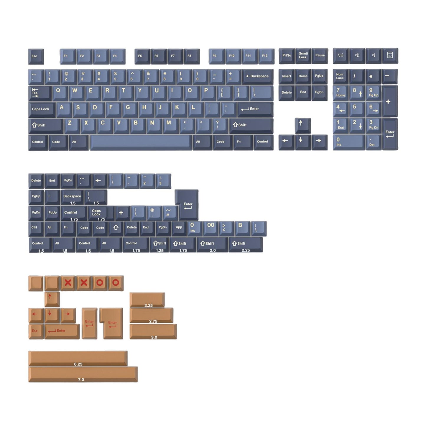 173 Keys Keycaps Key Caps Set for MX Switches and Clones Denim