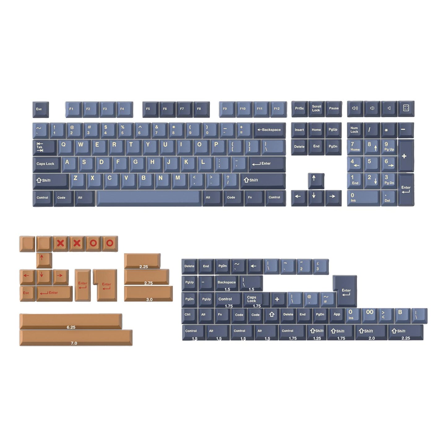 173 Keys Keycaps Key Caps Set for MX Switches and Clones Denim