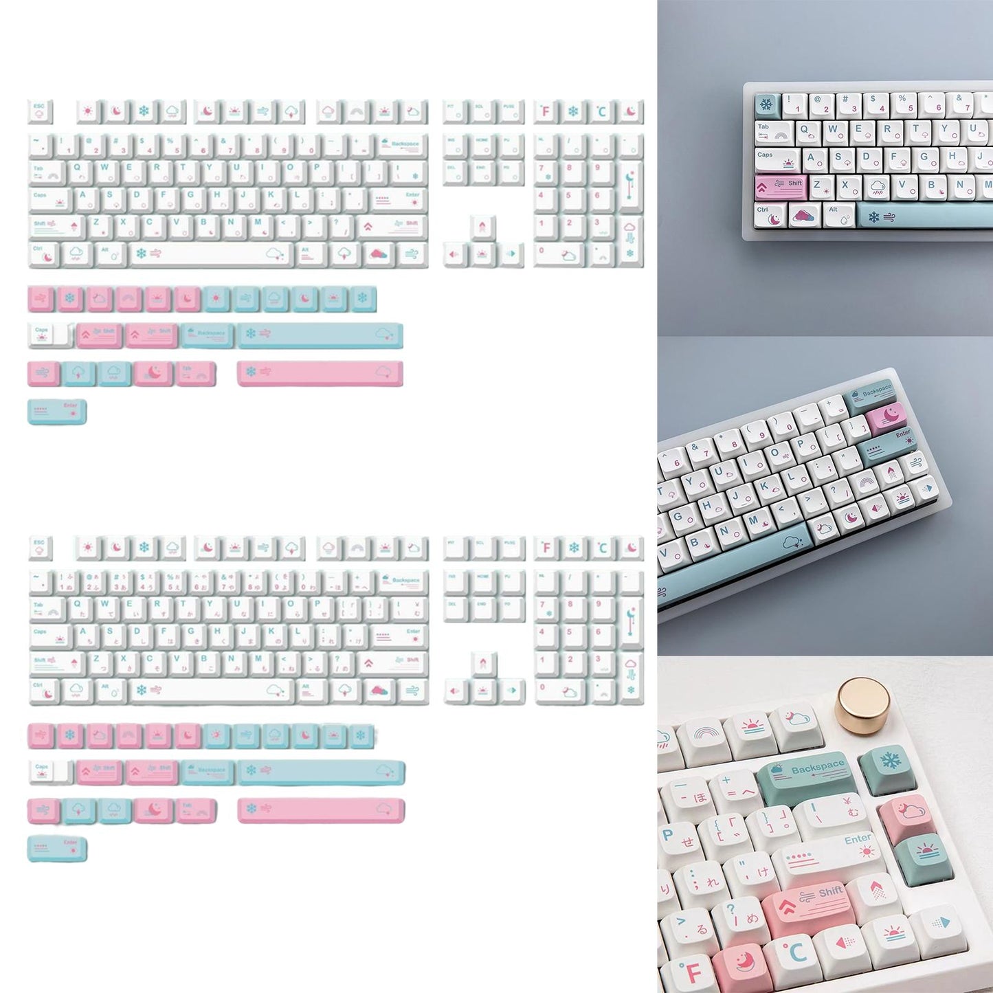 132 Keycaps Xda Profile PBT for Mechanical Keyboards Replaces English Font