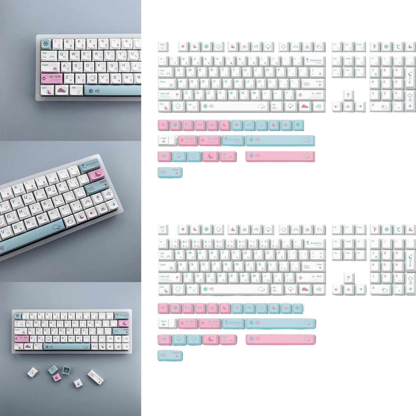 132 Keycaps Xda Profile PBT for Mechanical Keyboards Replaces English Font