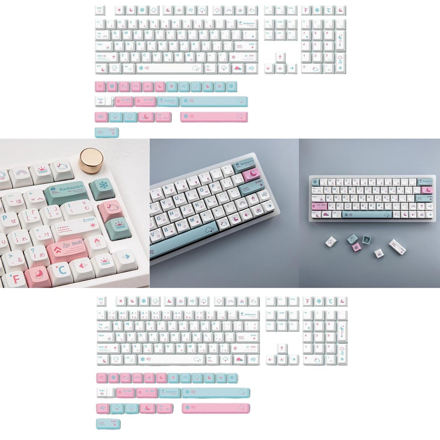 132 Keycaps Xda Profile PBT for Mechanical Keyboards Replaces English Font