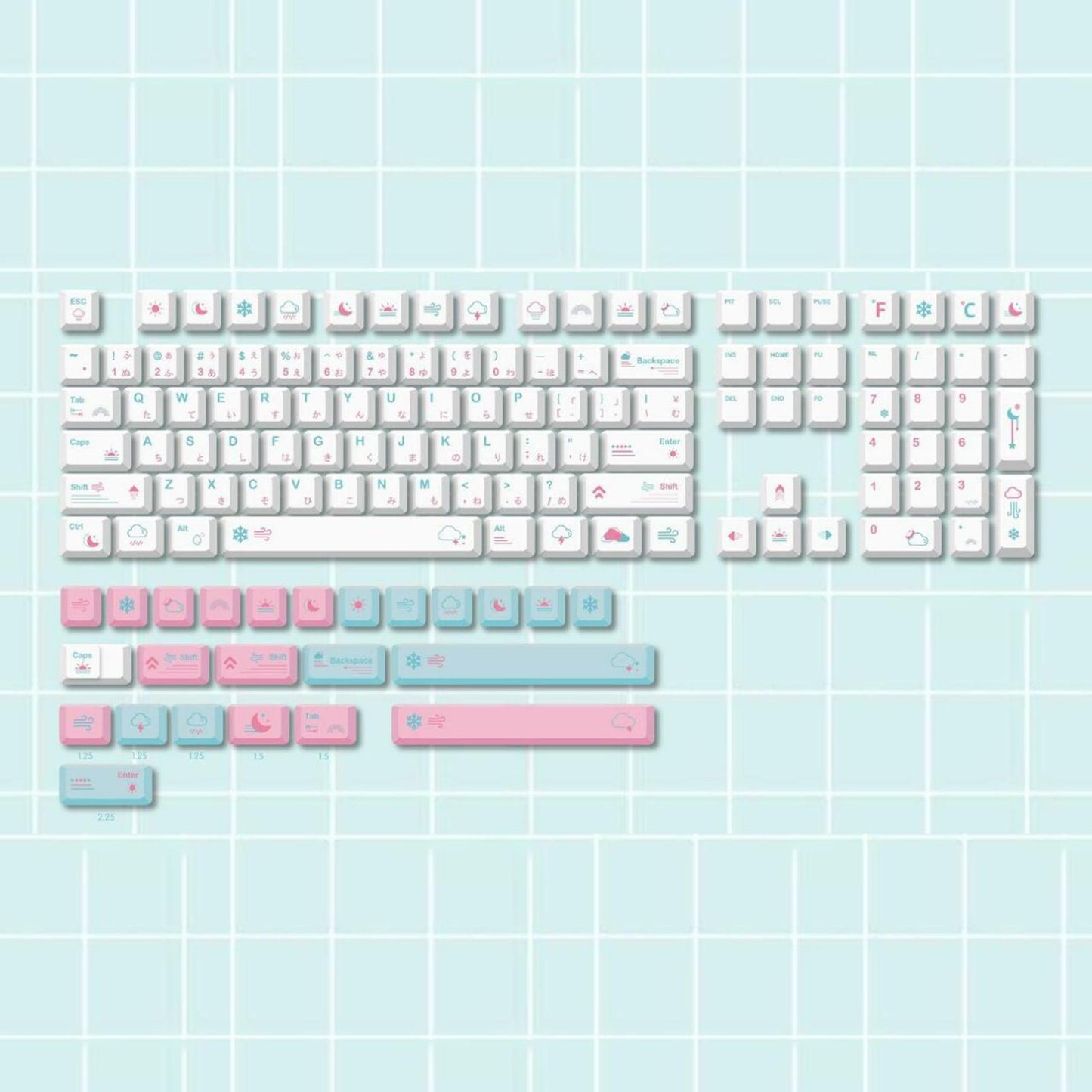 132 Keycaps Xda Profile PBT for Mechanical Keyboards Replaces Japanese Font