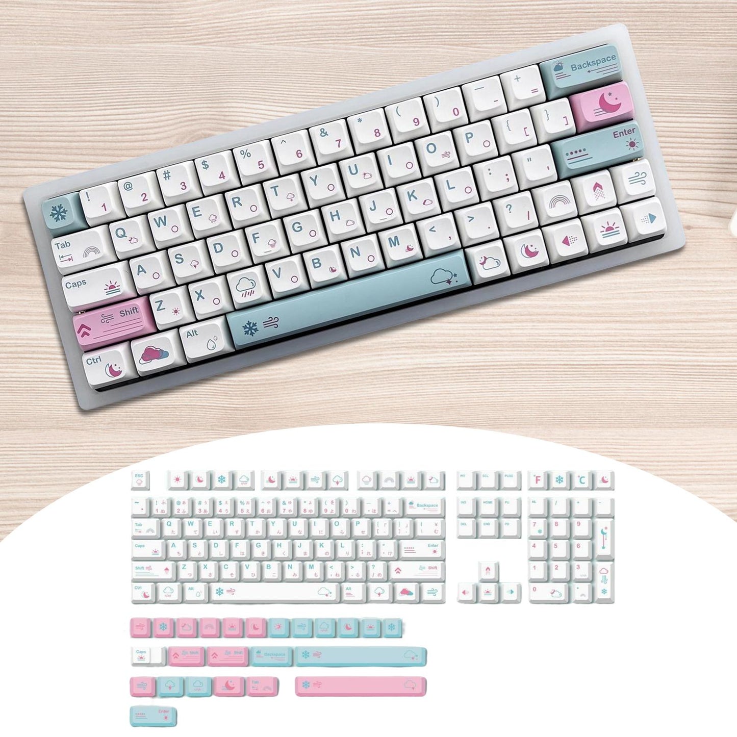 132 Keycaps Xda Profile PBT for Mechanical Keyboards Replaces Japanese Font