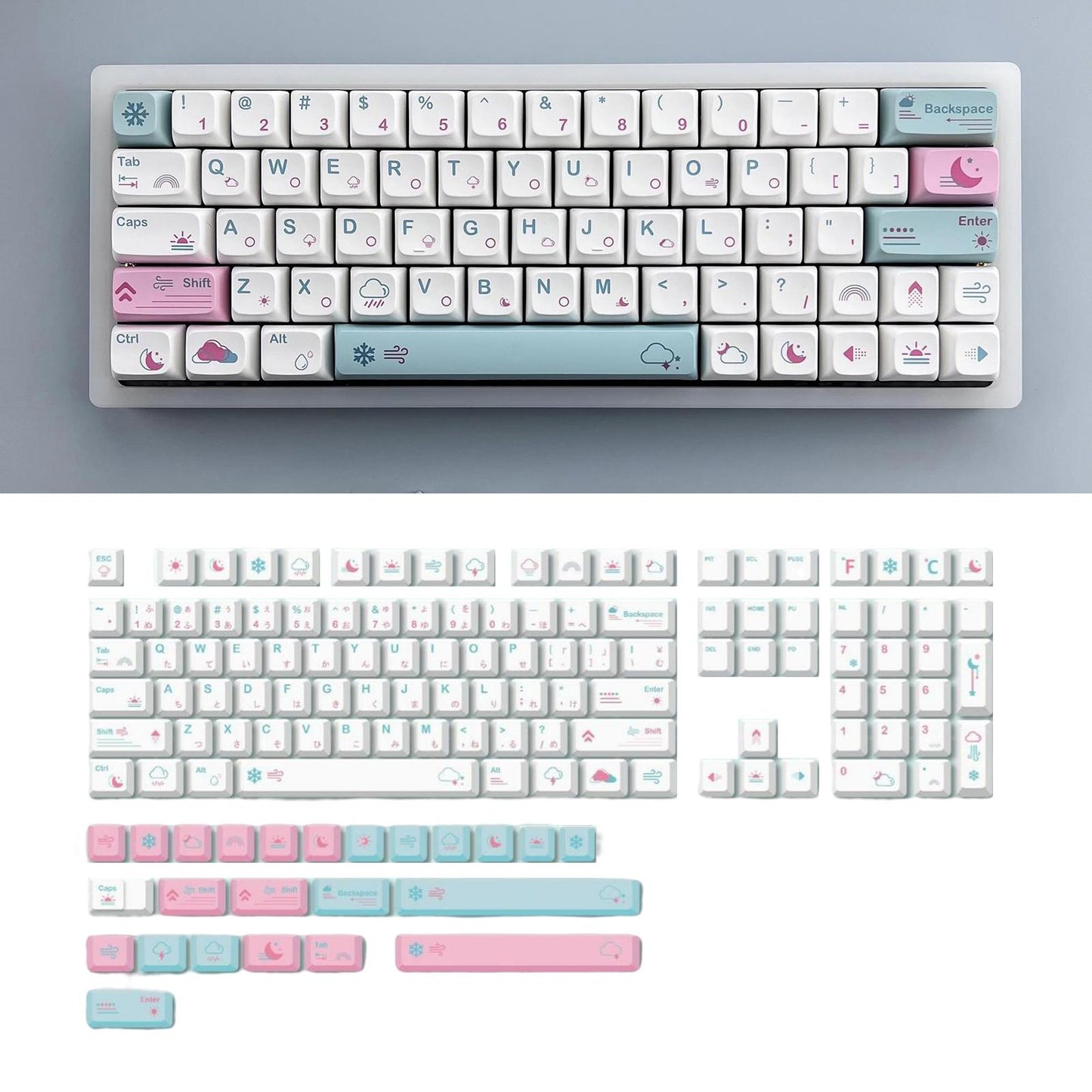132 Keycaps Xda Profile PBT for Mechanical Keyboards Replaces Japanese Font