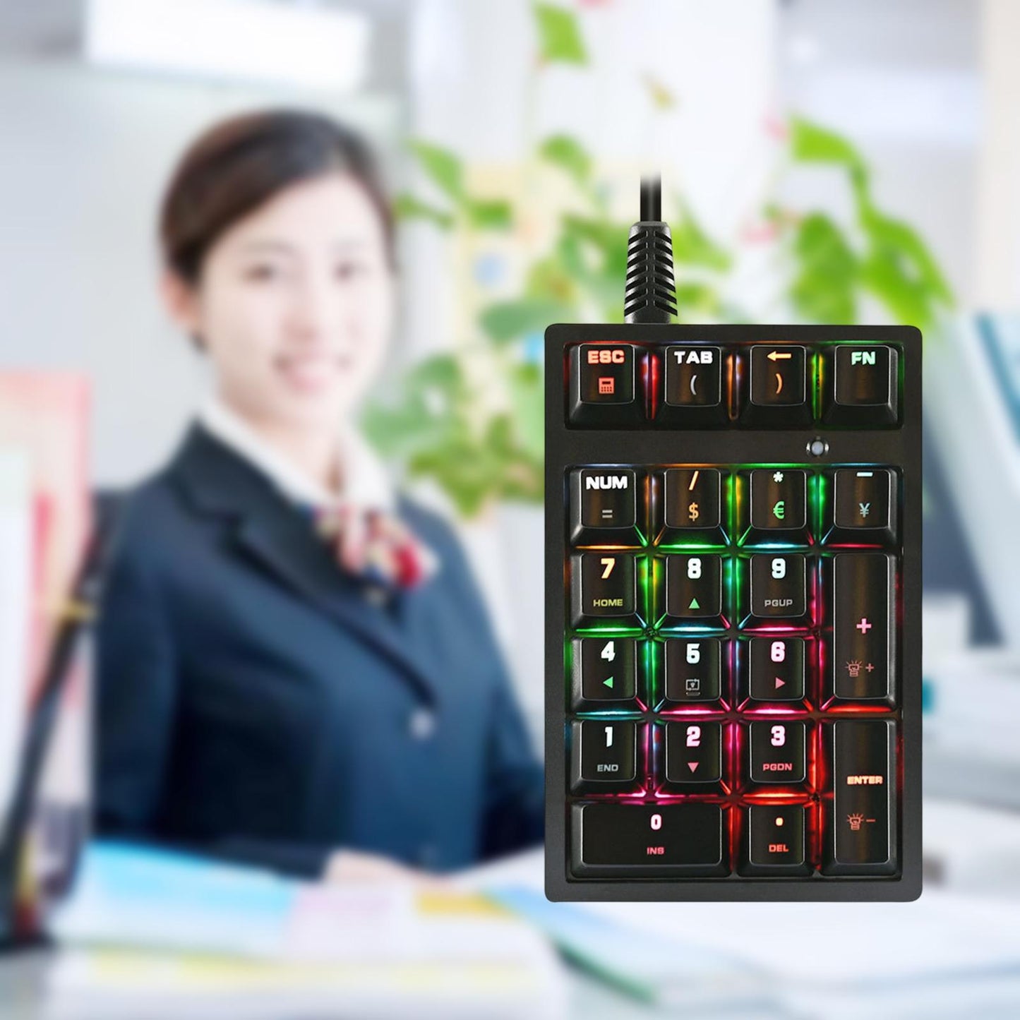 K21 Wired Mini Mechanical Numeric Keypad 21 Key RGB Tablet Accounting Laptop