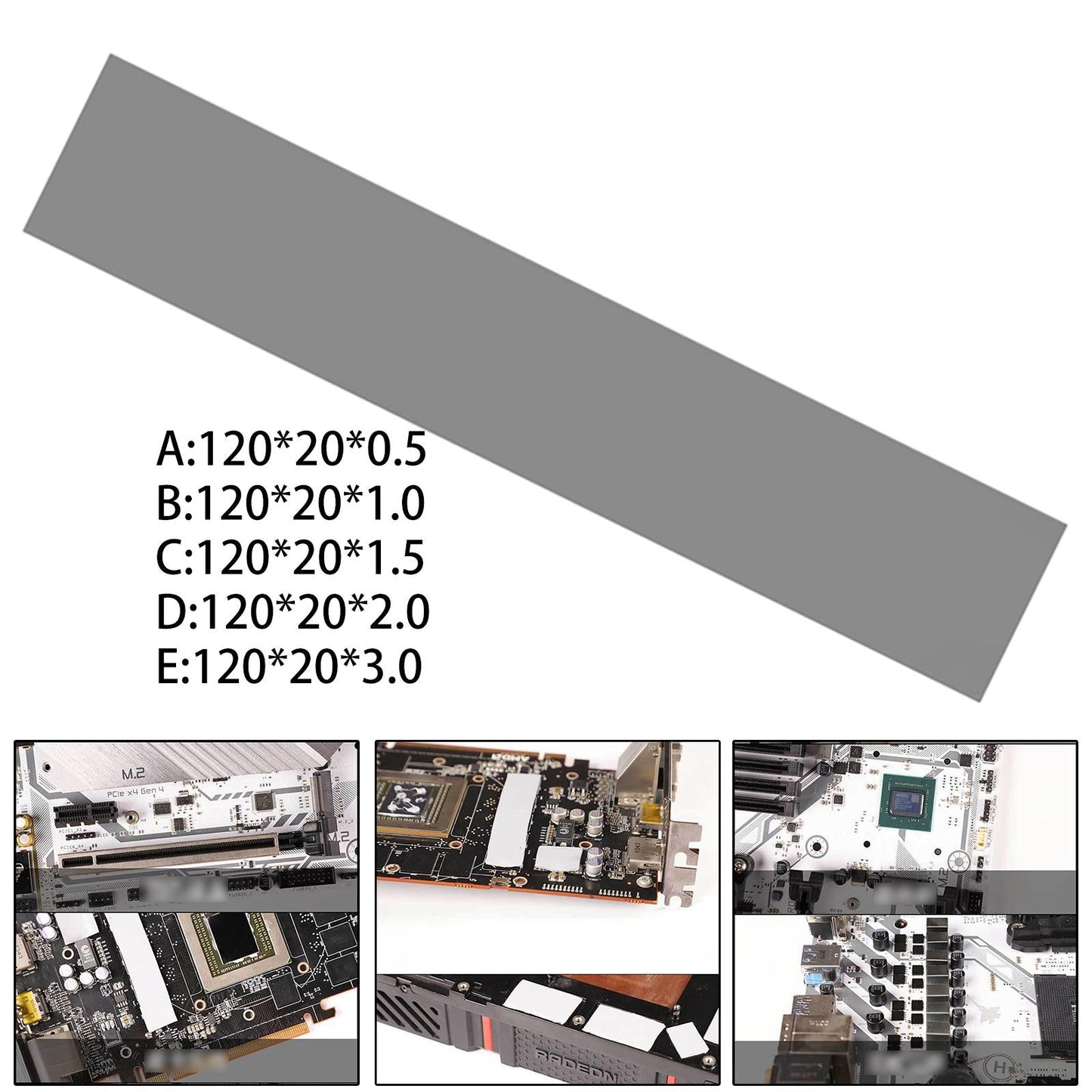 Silicone Thermal Pad 12.8 W/mK Heat Resistance for PC Laptop Heatsink 0.5mm