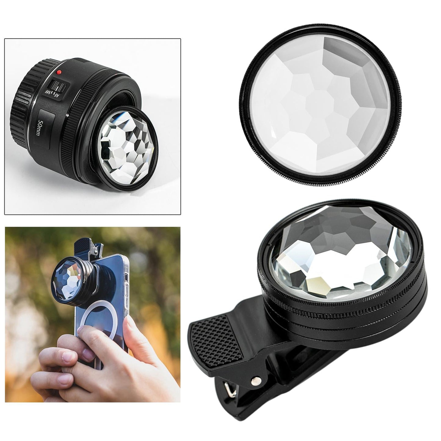Universal 49mm Camera Lens Filter Kaleidoscope Prism Video Only Filter