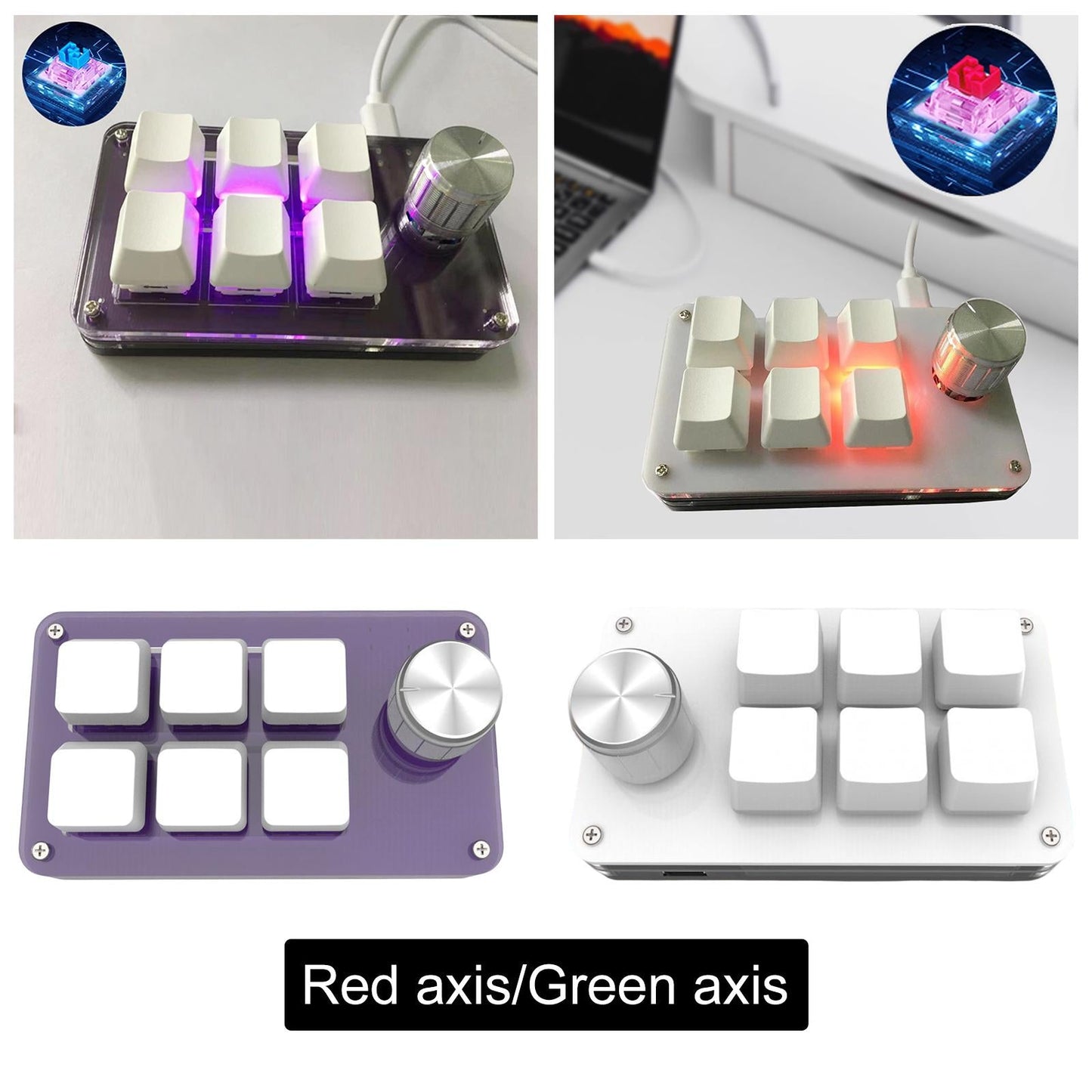 Mini Wired Mechanical Keyboard 6-Key for E-Sports PC Purple red glaze