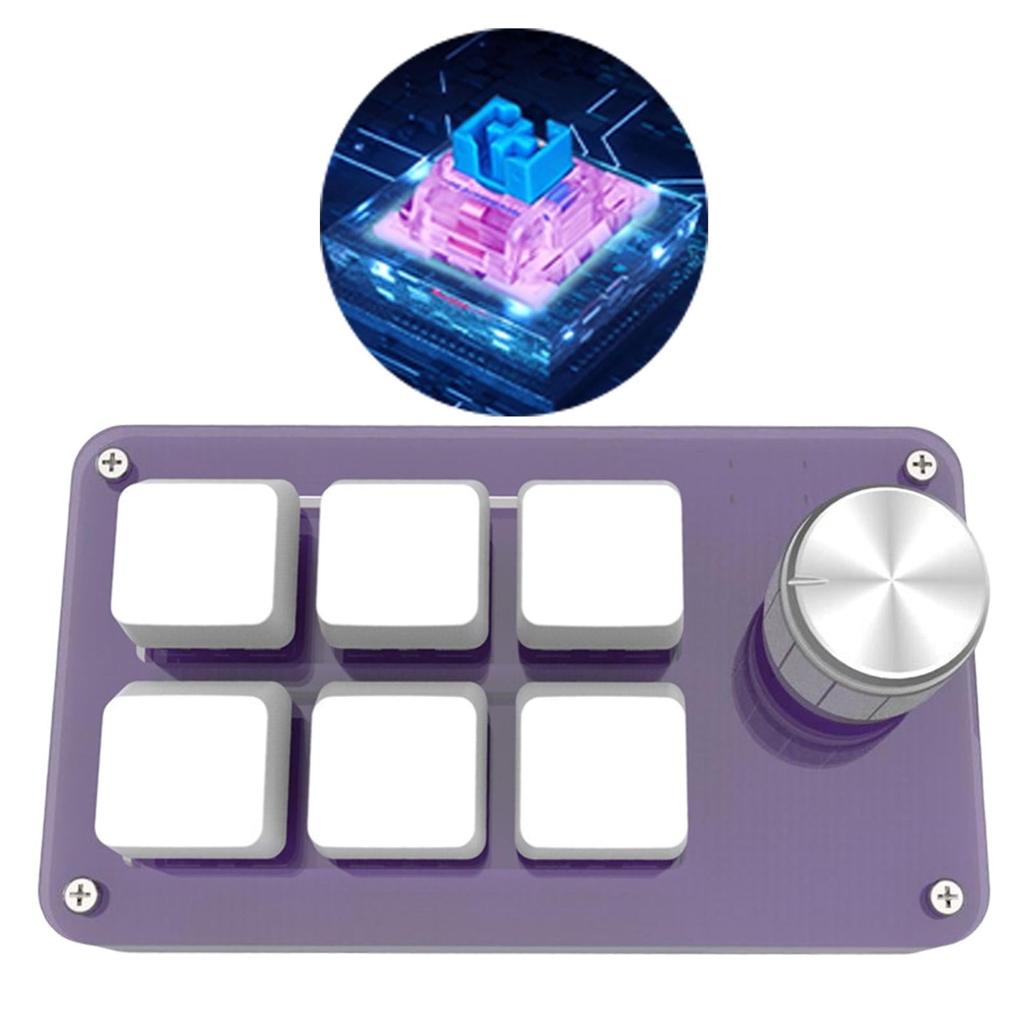 Mini Wired Mechanical Keyboard 6-Key for E-Sports PC Purple celadon glaze