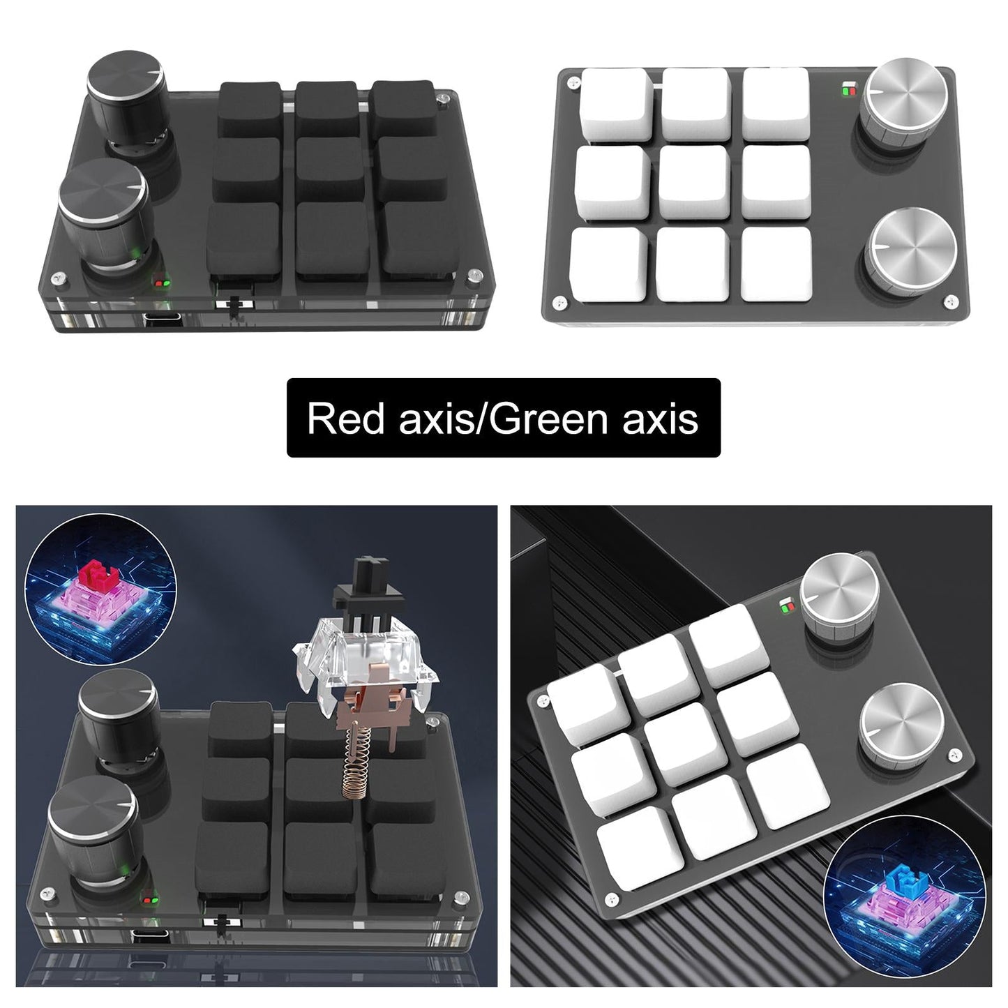 Mini 9-Key Gaming Keyboard Programmable Keys Keypad for Working Gaming Black Red Switch