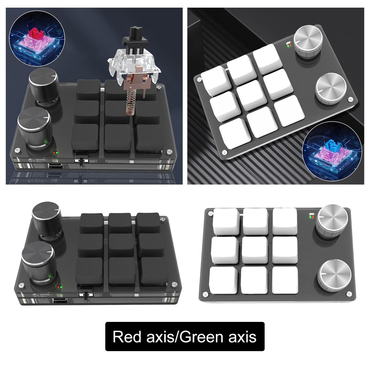 Mini 9-Key Gaming Keyboard Programmable Keys Keypad for Working Gaming Black Red Switch