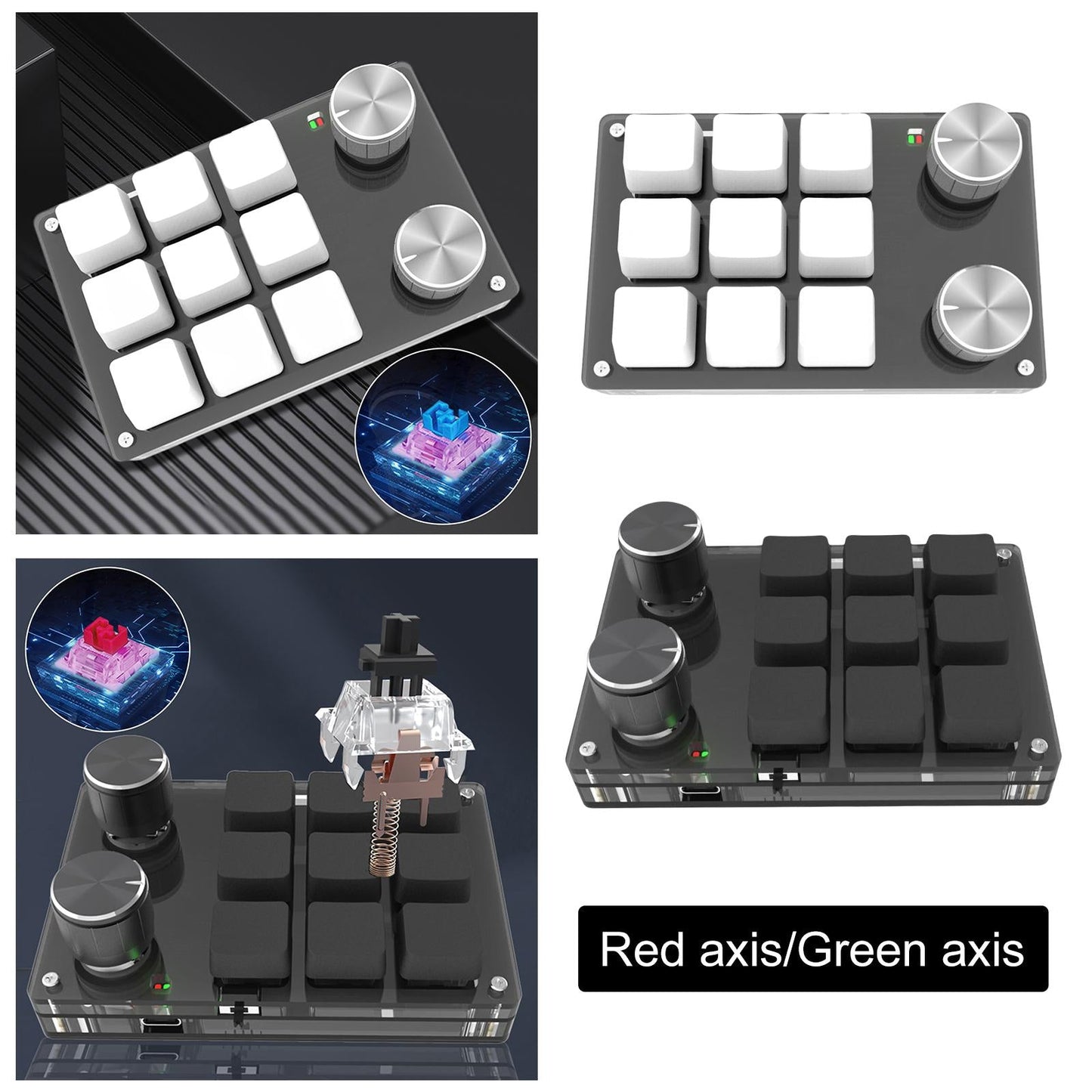 Mini 9-Key Gaming Keyboard Programmable Keys Keypad for Working Gaming Black Red Switch