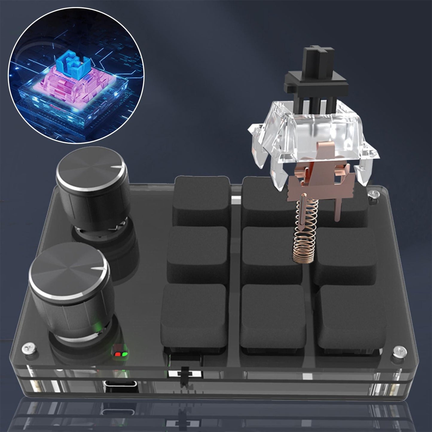 Mini 9-Key Gaming Keyboard Programmable Keys Keypad for Working Gaming Black Blue Switch