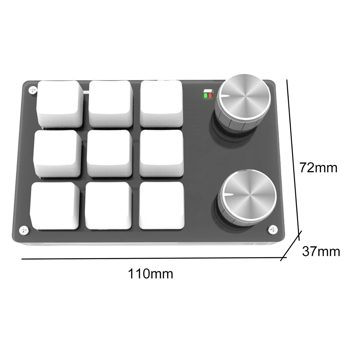 Mini 9-Key Gaming Keyboard Programmable Keys Keypad for Working Gaming White Red Switch