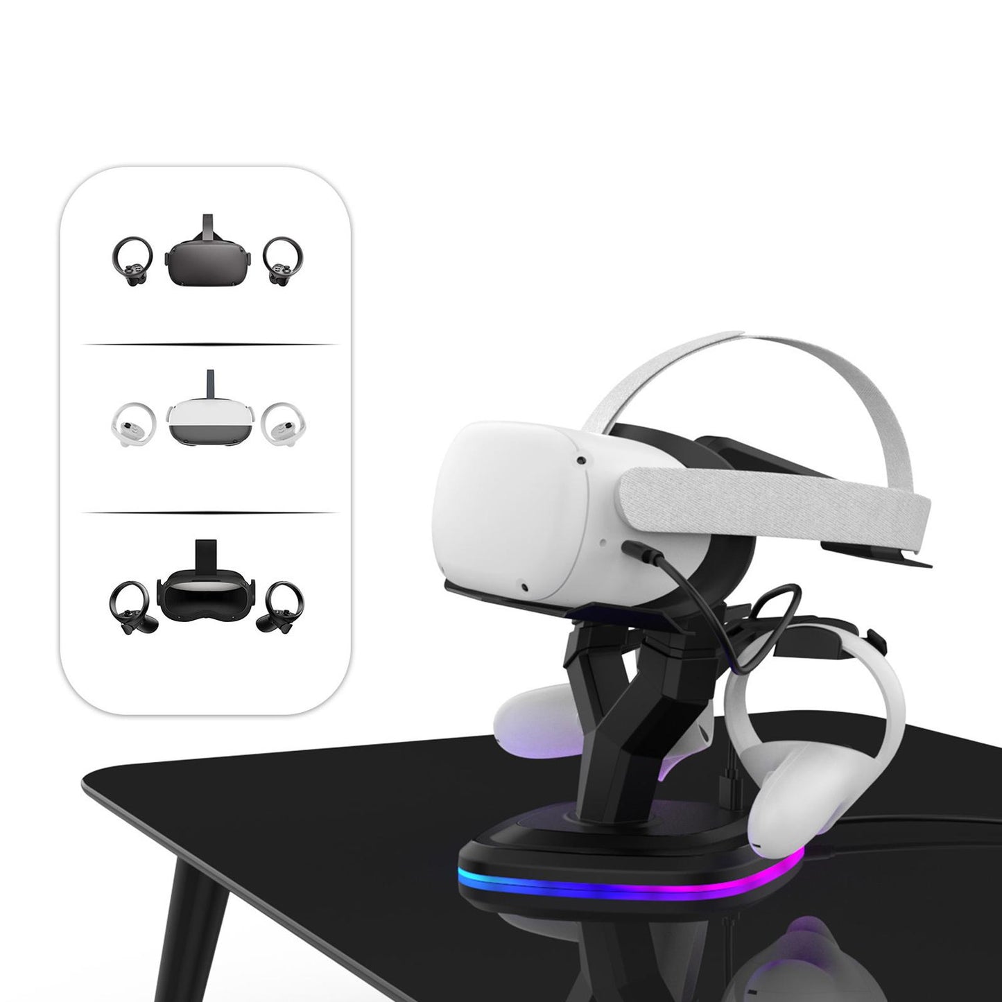 Headset Charging Dock with Atmosphere Light for Quest 2 Touch Controllers