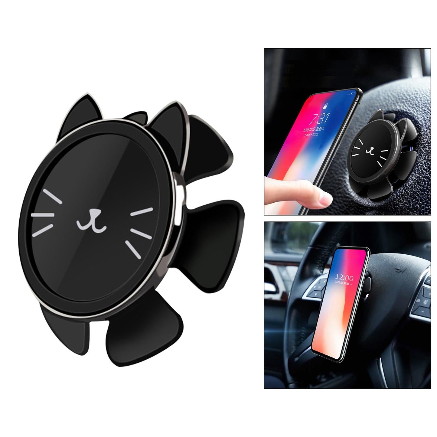 Universal Car Phone Mount Holder Magnetic Hands Free 360 Rotation Black