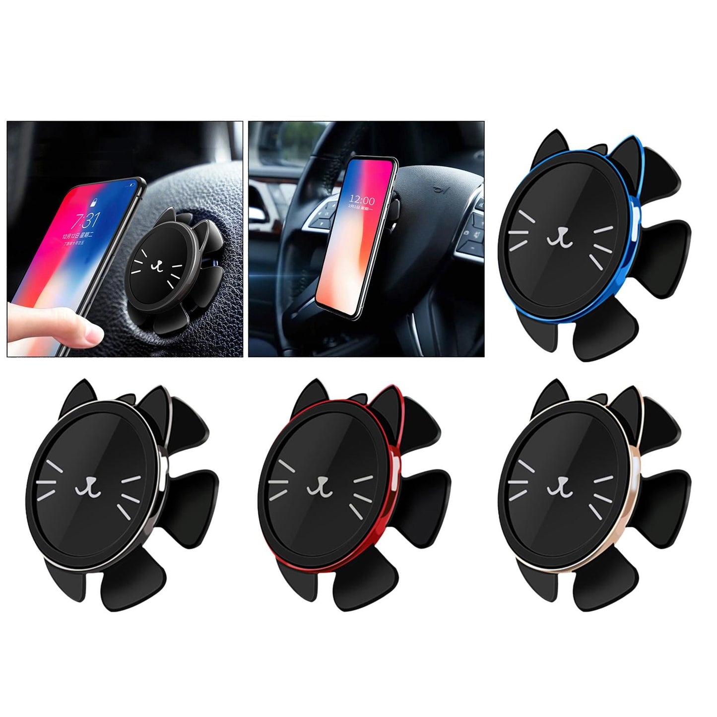 Universal Car Phone Mount Holder Magnetic Hands Free 360 Rotation Black