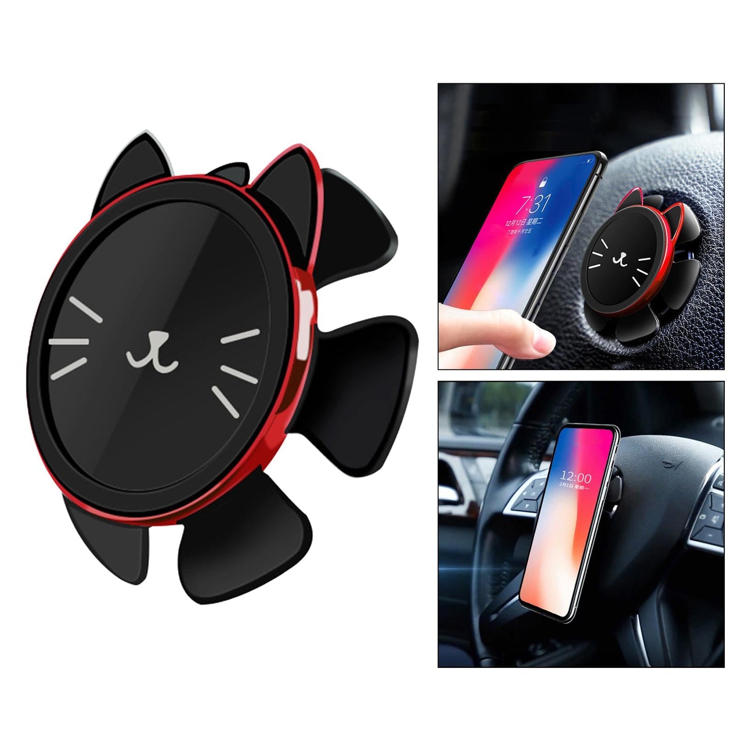 Universal Car Phone Mount Holder Magnetic Hands Free 360 Rotation Red