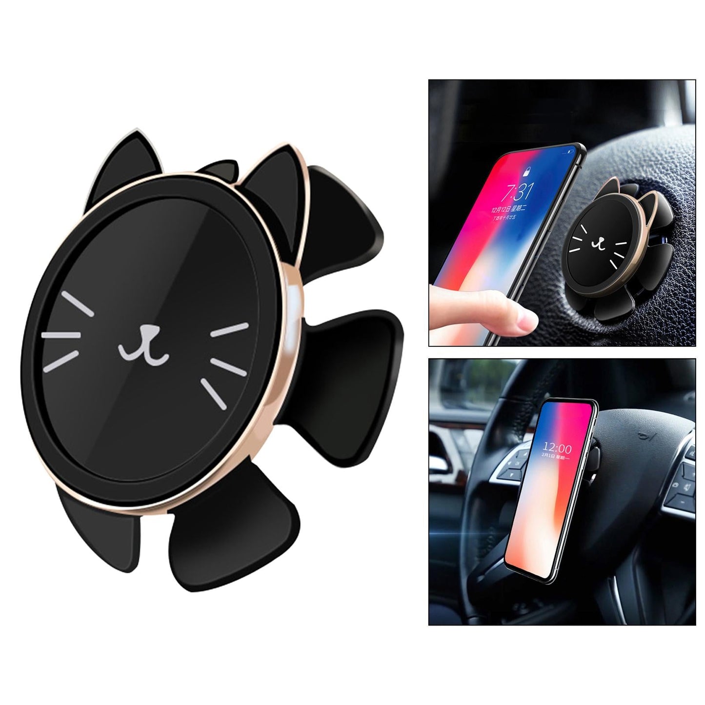 Universal Car Phone Mount Holder Magnetic Hands Free 360 Rotation Gold