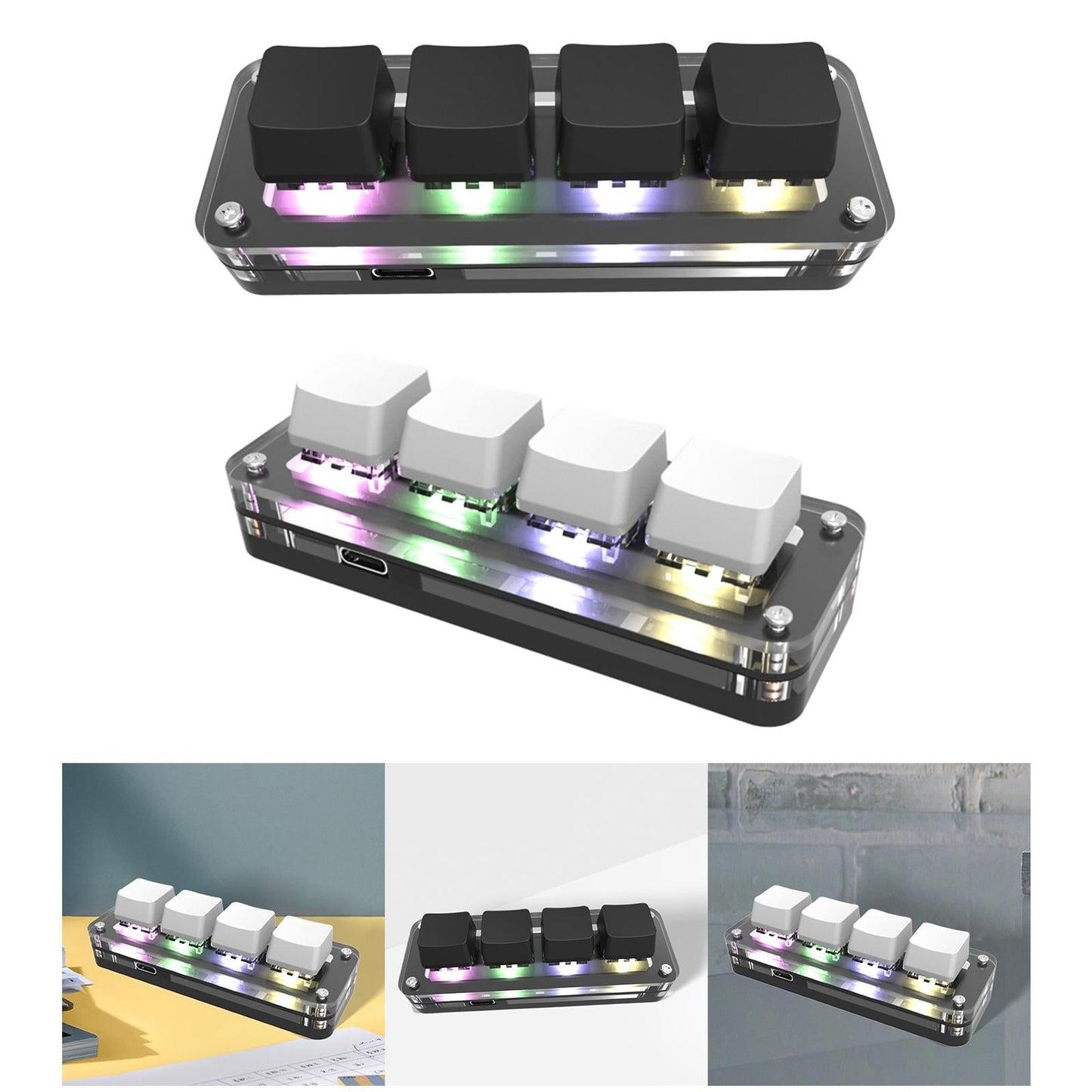 Keyboard Portable RGB LED Replacement OSU 4 Keys for Vista Gaming Drawing White