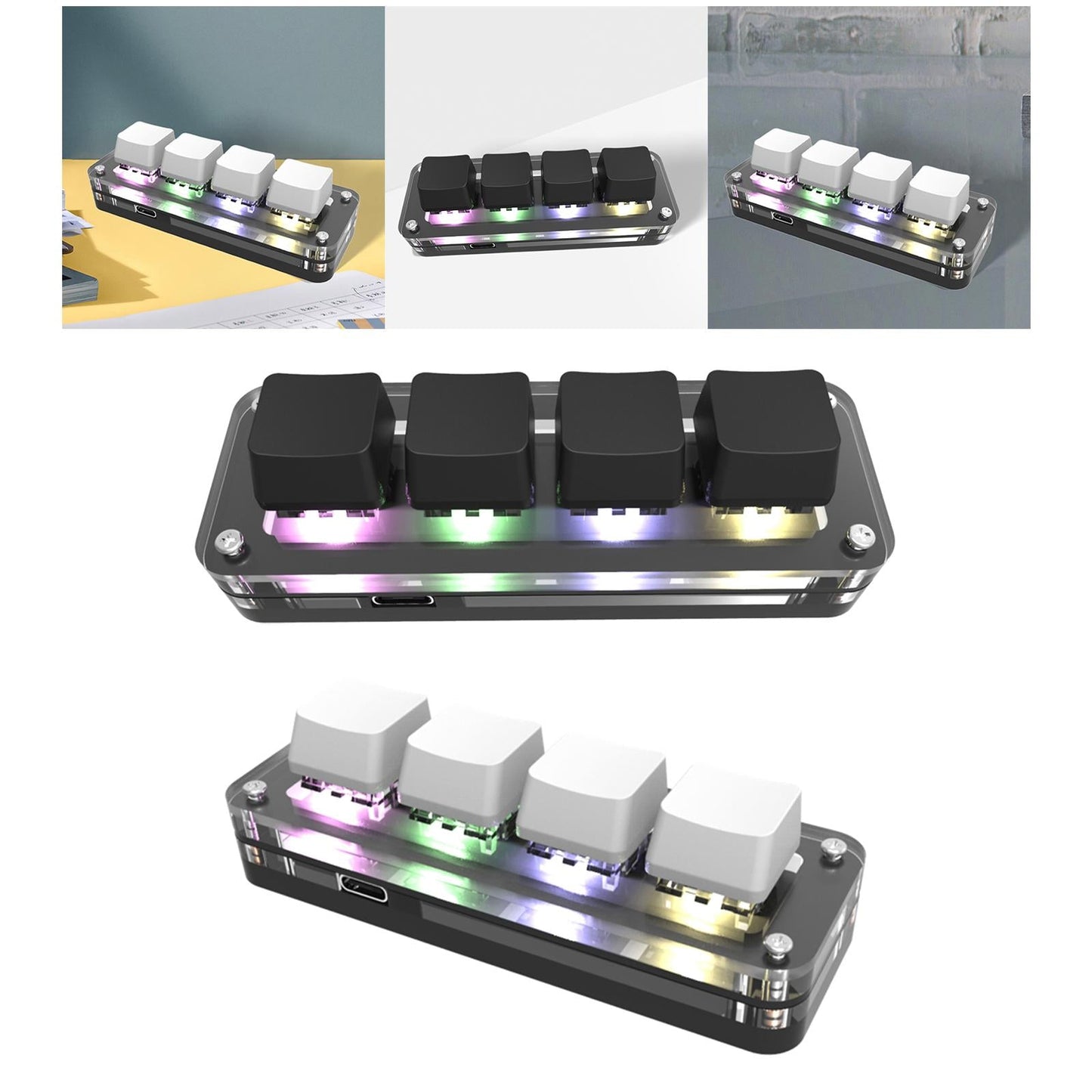 Keyboard Portable RGB LED Replacement OSU 4 Keys for Vista Gaming Drawing White