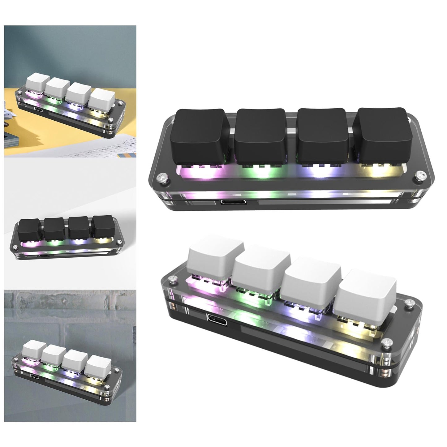 Keyboard Portable RGB LED Replacement OSU 4 Keys for Vista Gaming Drawing White