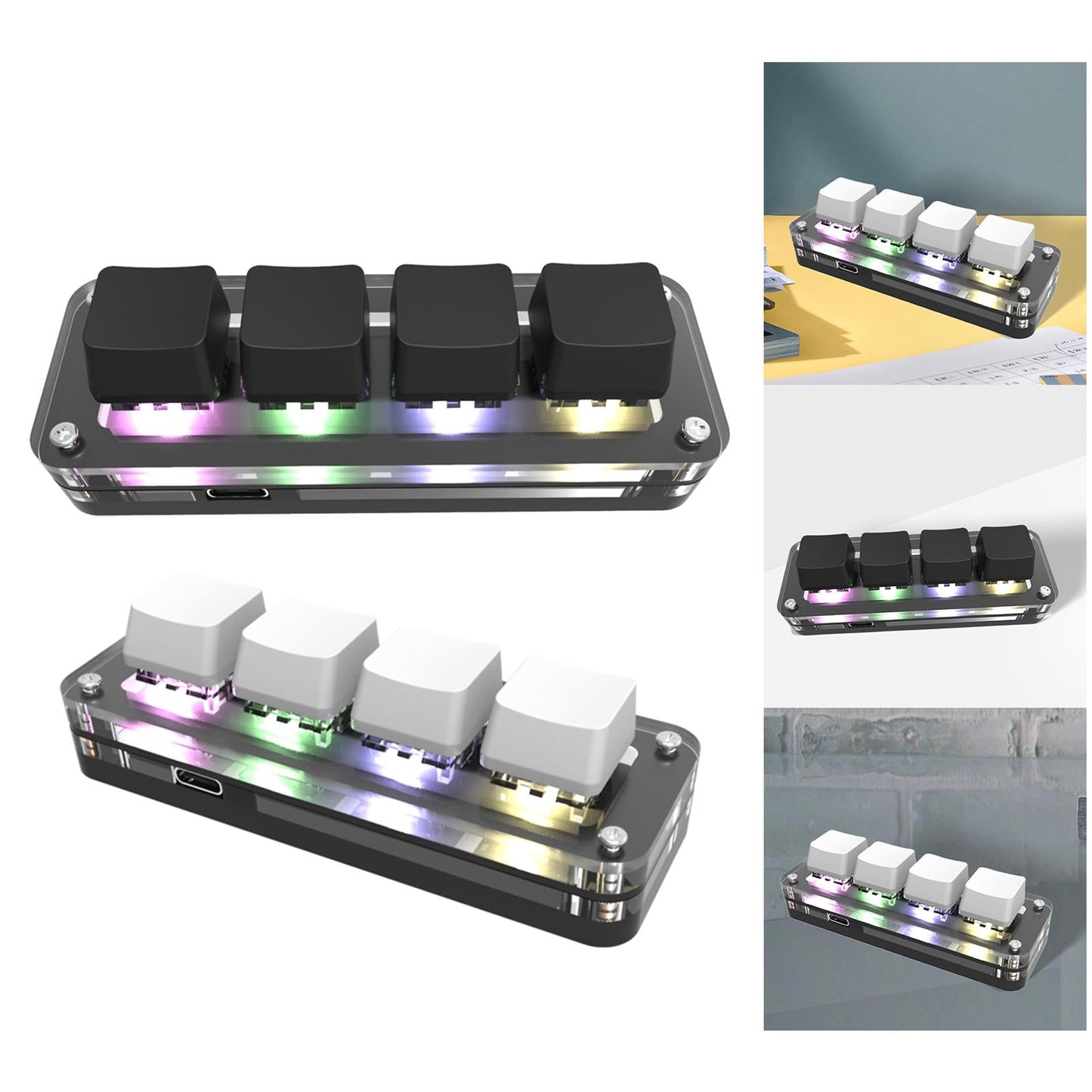 Keyboard Portable RGB LED Replacement OSU 4 Keys for Vista Gaming Drawing White