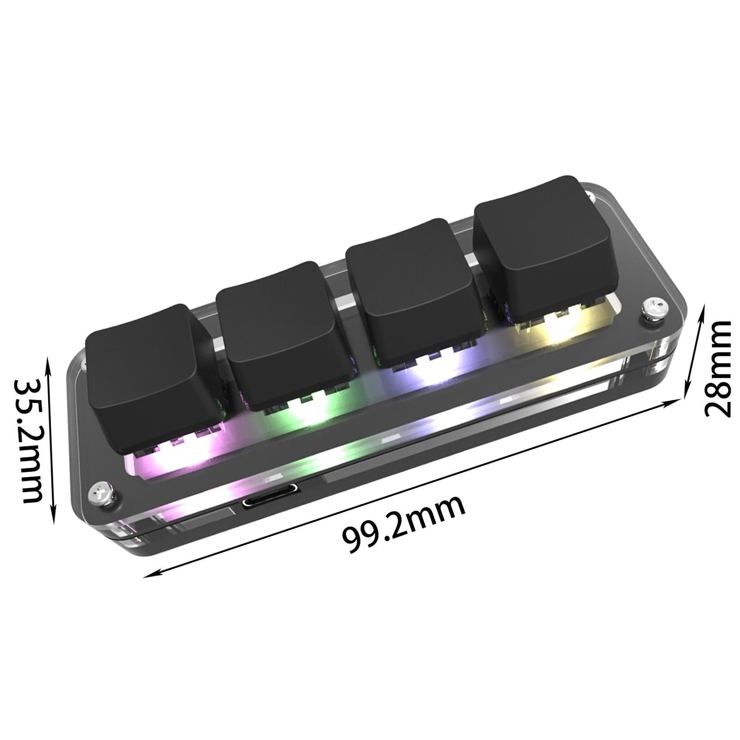 Keyboard Portable RGB LED Replacement OSU 4 Keys for Vista Gaming Drawing Black