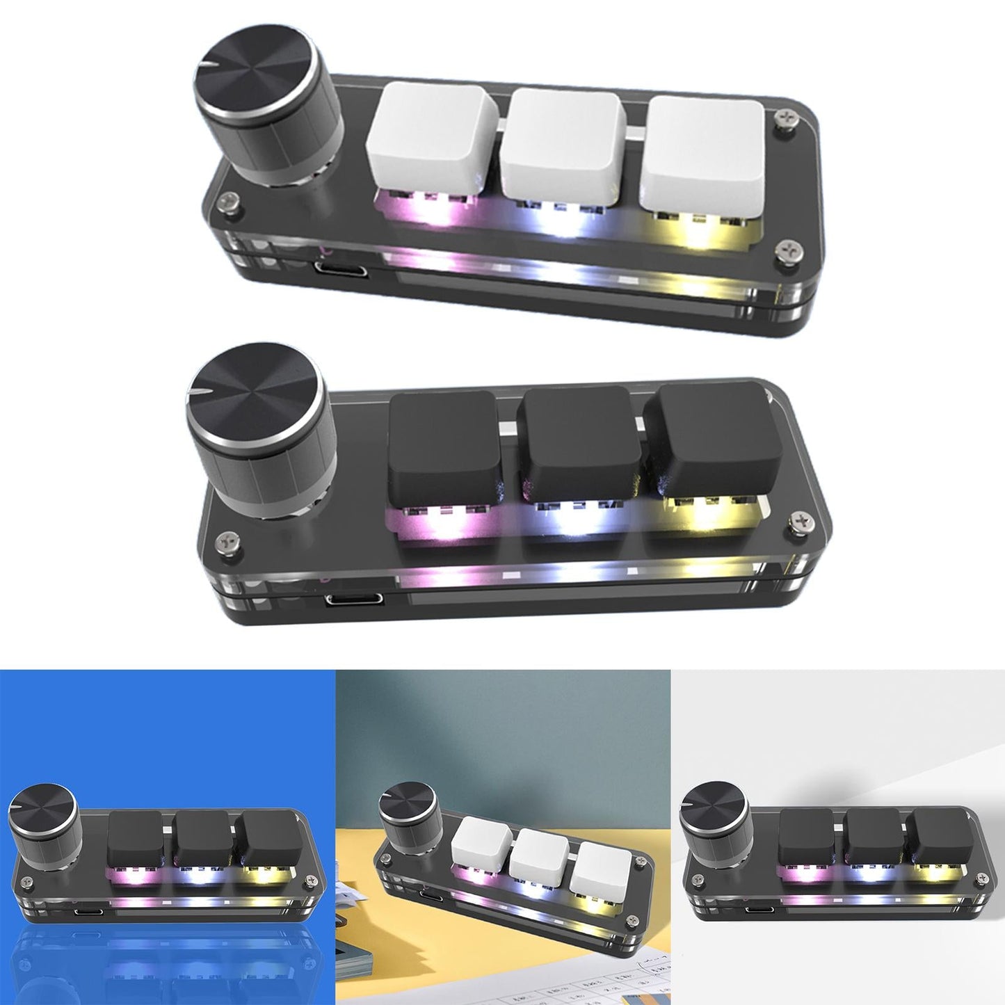 Keyboard Upgrade Parts Portable RGB LED for MacOS Gaming Switch Programming White