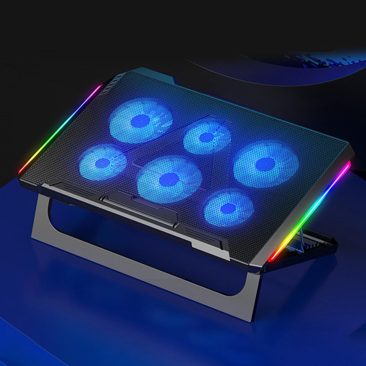 Laptop Cooling Pad Portable 6 Quiet Fans Stable Stand for Notebook Gaming