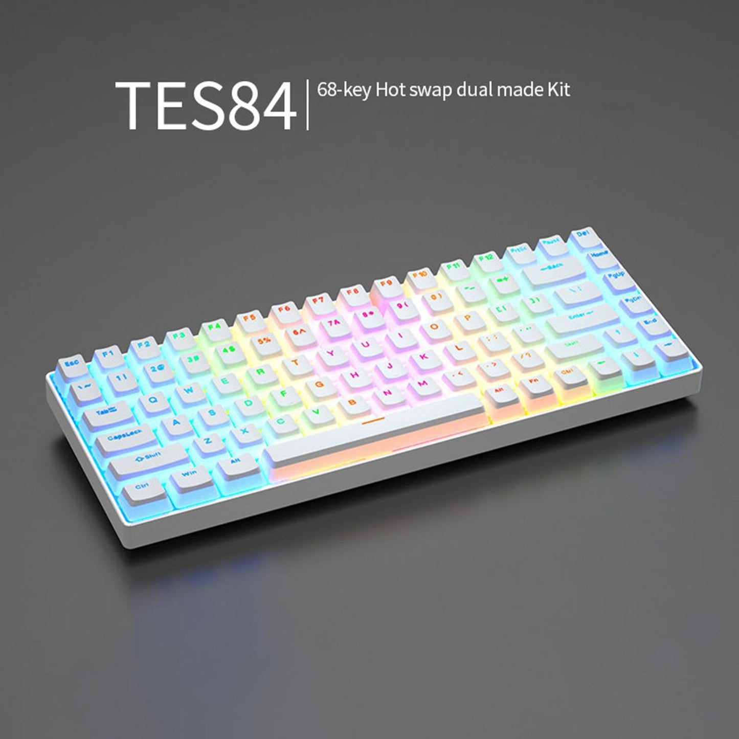 84 Keys Modular Mechanical Keyboard Hot Swap 3Pin 5Pin Music Rhythm Mode Silver White