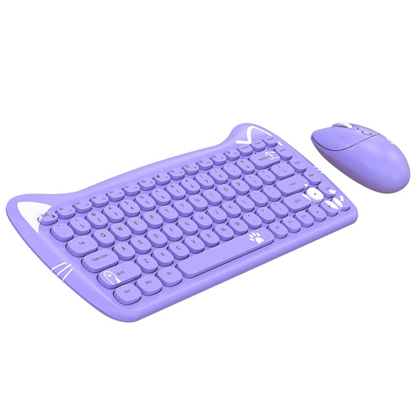 Wireless Keyboard and Mouse Set 84 Keys Silent Mouse for Notebook Purple