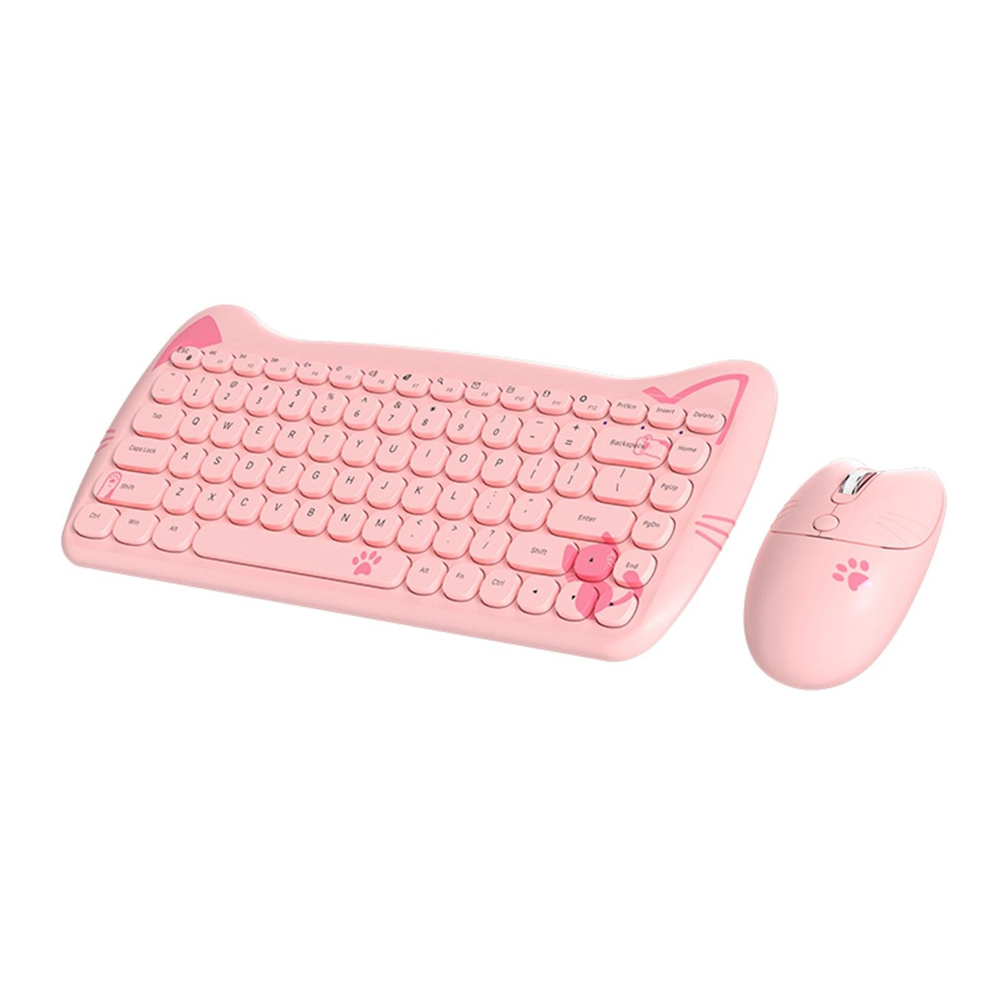 Wireless Keyboard and Mouse Set 84 Keys Silent Mouse for Notebook Pink