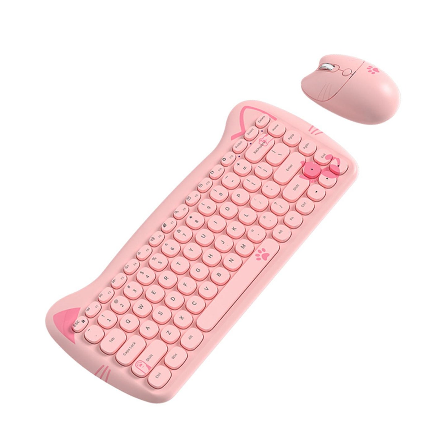 Wireless Keyboard and Mouse Set 84 Keys Silent Mouse for Notebook Pink