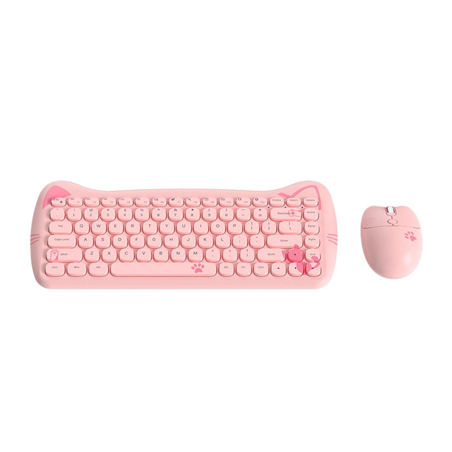 Wireless Keyboard and Mouse Set 84 Keys Silent Mouse for Notebook Pink