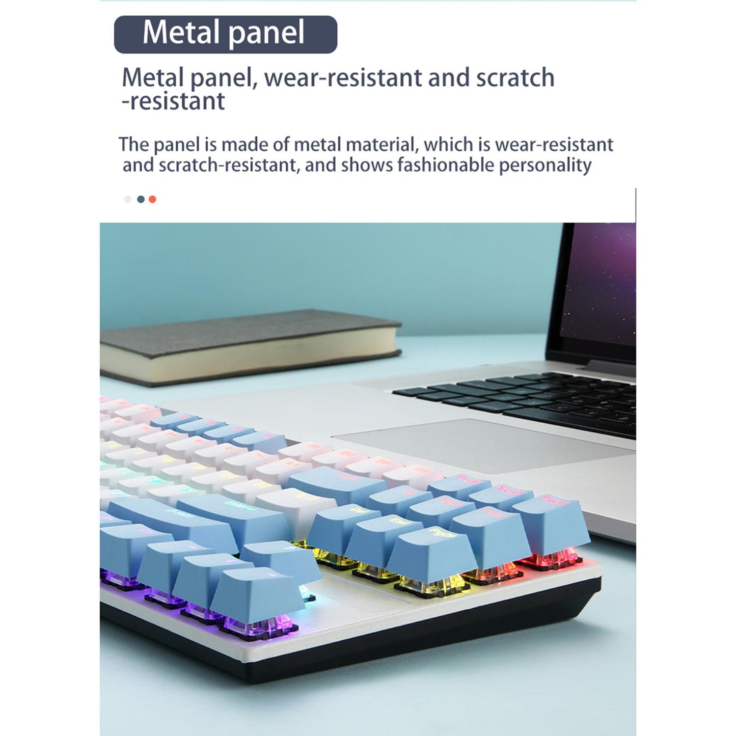 USB C Wired 87Keys Gaming Keyboard RGB Backlight Durable green shaft A