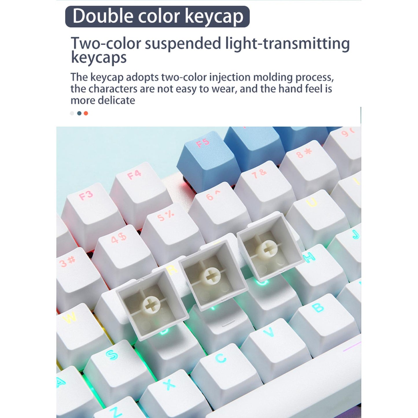 USB C Wired 87Keys Gaming Keyboard RGB Backlight Durable green shaft C