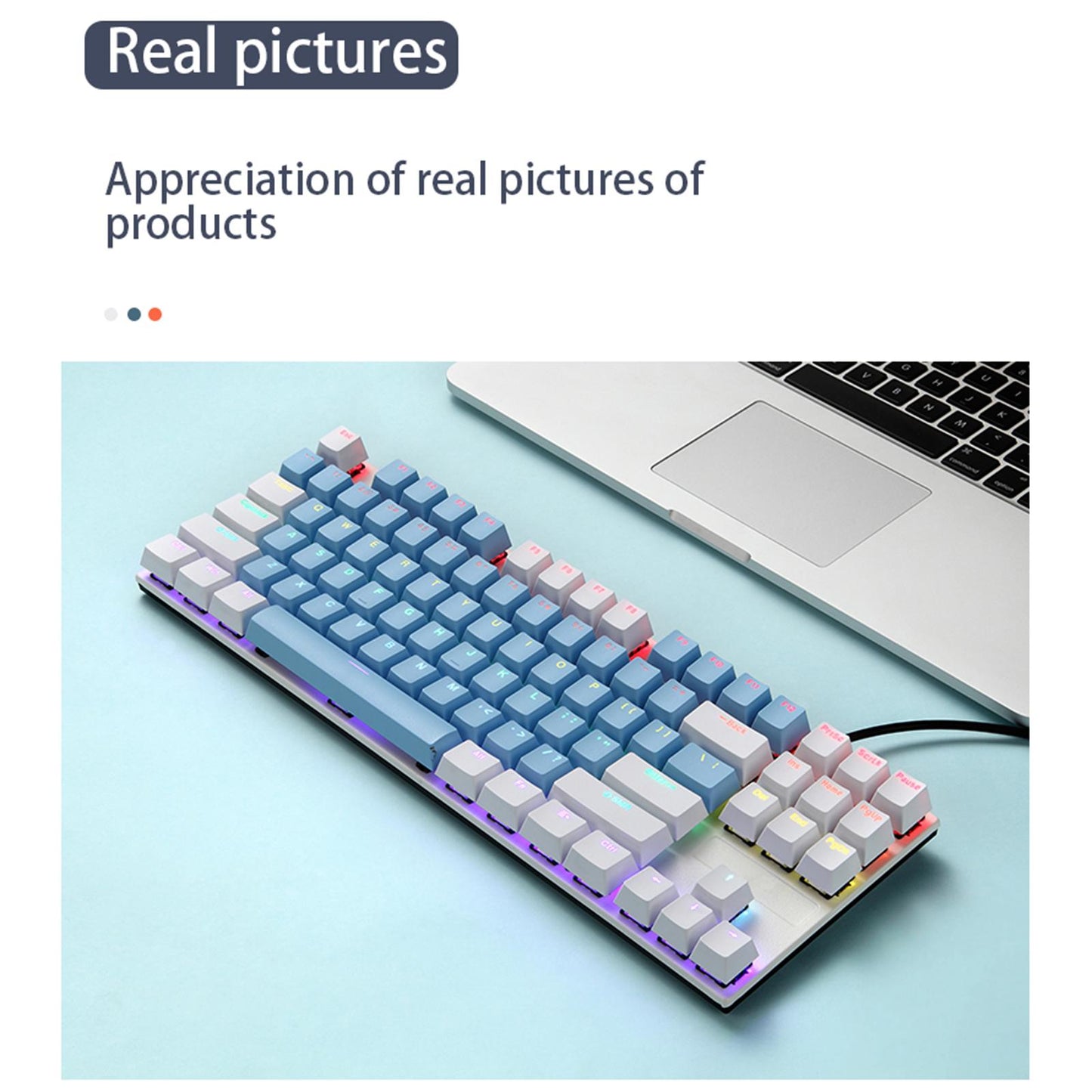 USB C Wired 87Keys Gaming Keyboard RGB Backlight Durable green shaft C