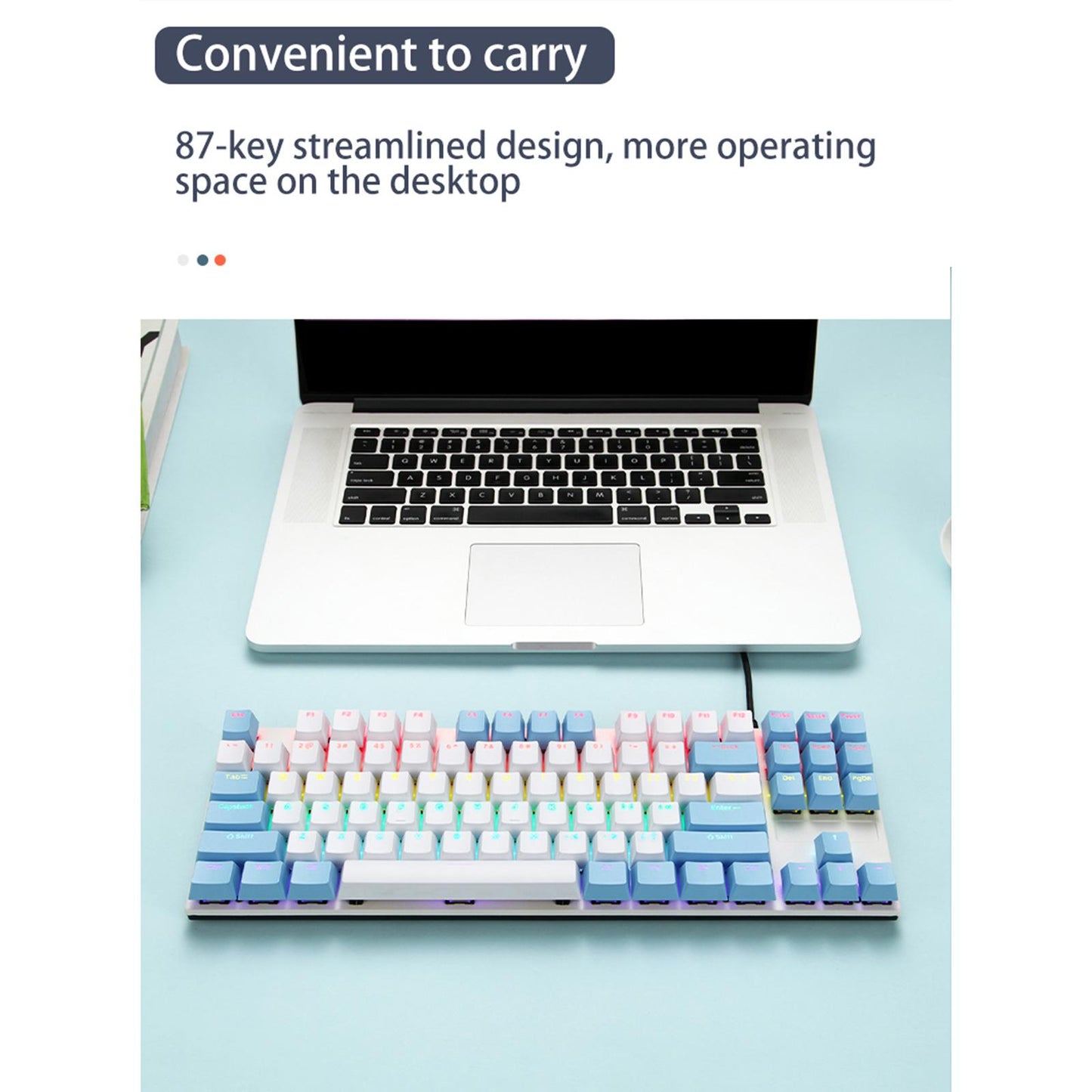 USB C Wired 87Keys Gaming Keyboard RGB Backlight Durable green shaft C