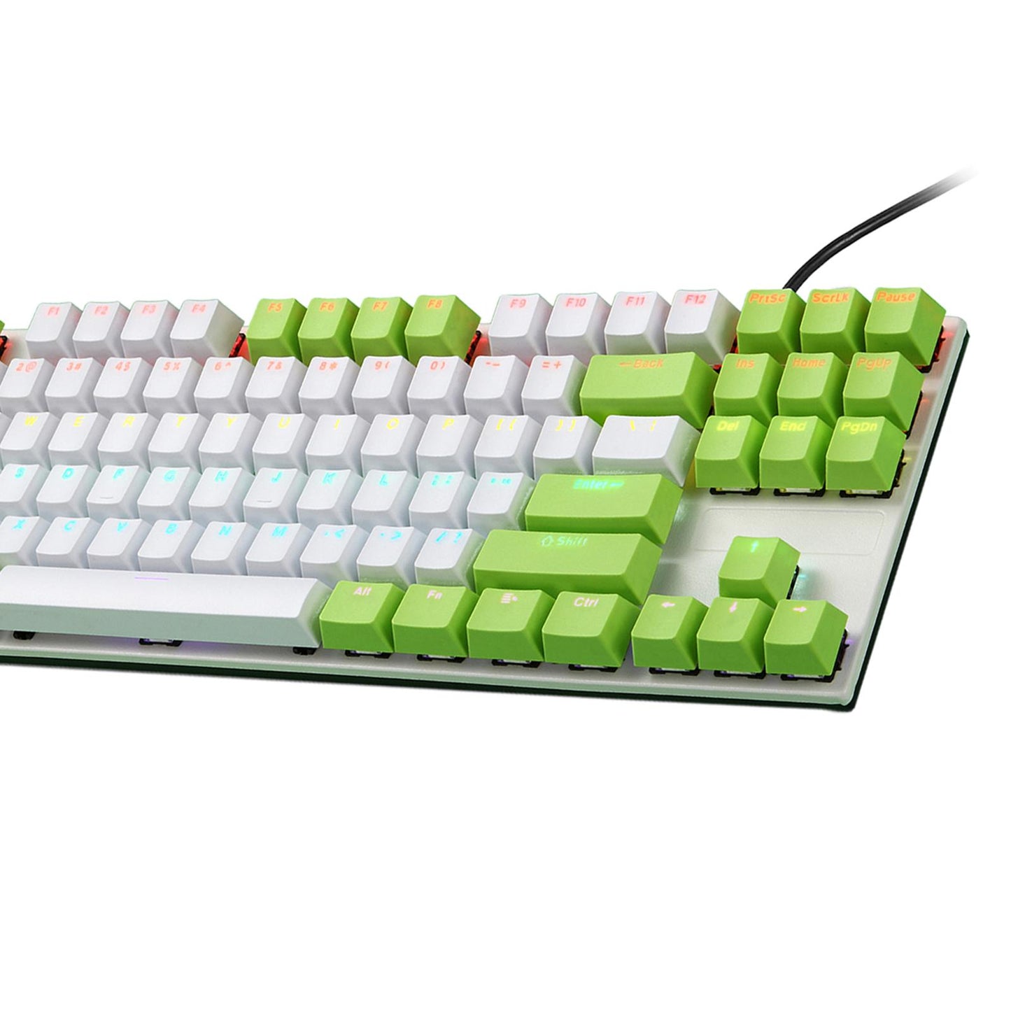 USB C Wired 87Keys Gaming Keyboard RGB Backlight Durable green shaft D