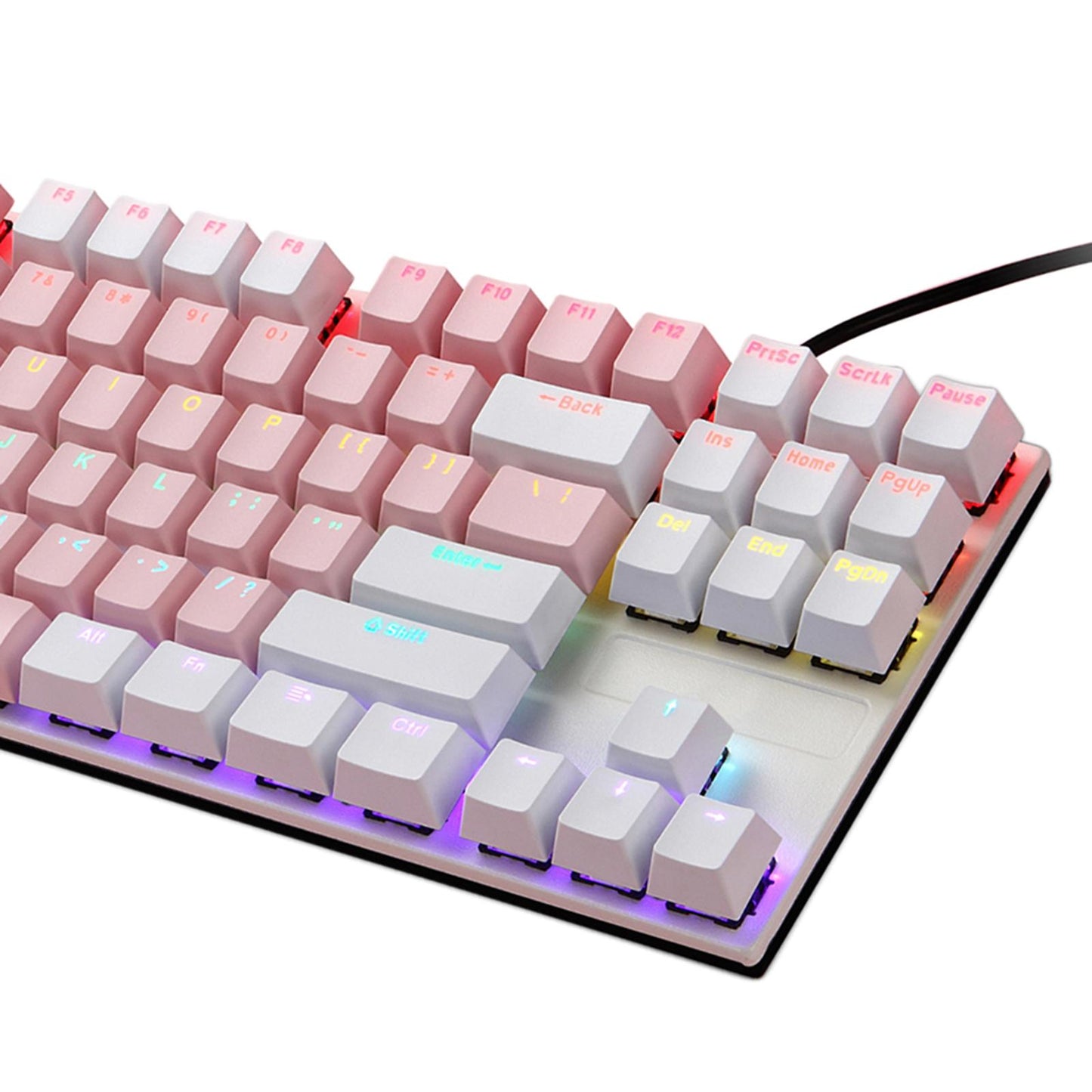 USB C Wired 87Keys Gaming Keyboard RGB Backlight Durable red shaft E