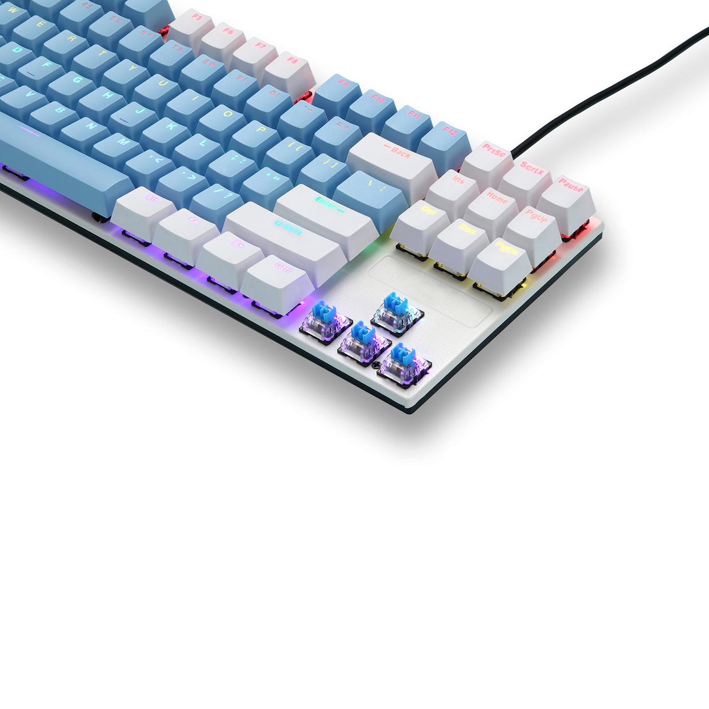 USB C Wired 87Keys Gaming Keyboard RGB Backlight Durable red shaft F