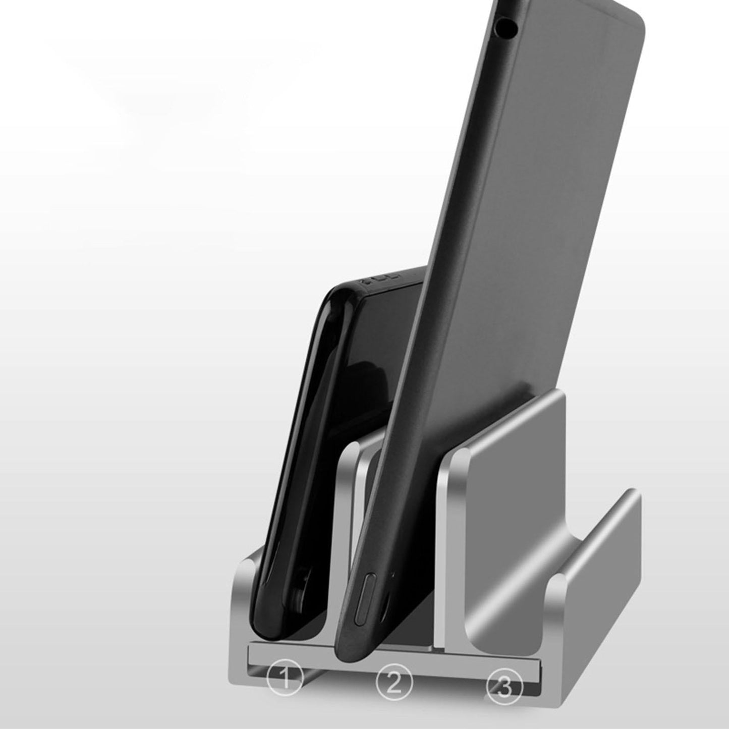 Universal Vertical Laptop Stand Adjustable for Notebooks Organize Desktop Gray