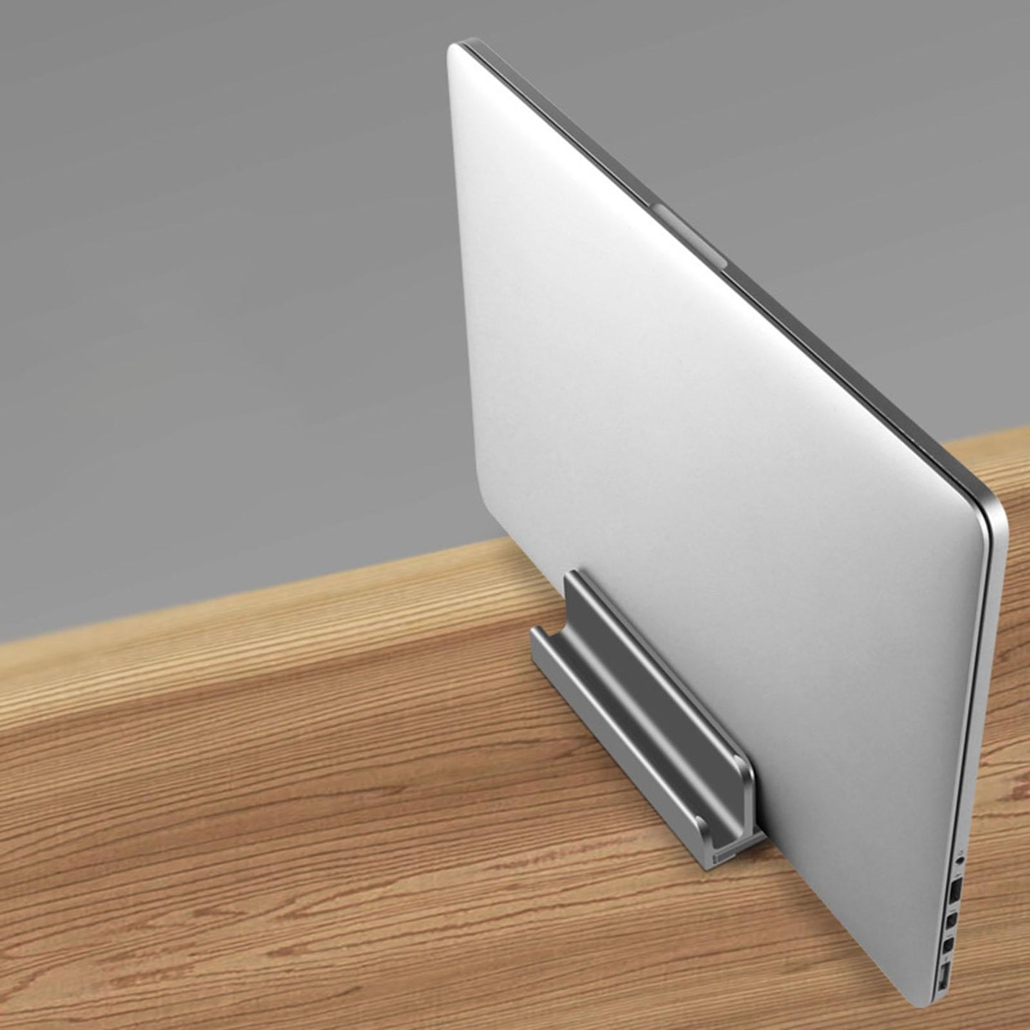 Universal Vertical Laptop Stand Adjustable for Notebooks Organize Desktop Gray