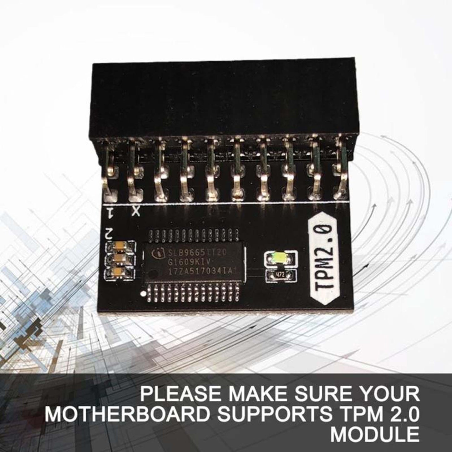 20 Pin Protection Module Metal for Tpm-L R2.0 for Gigabyte Gc-Tpm2.0 Black
