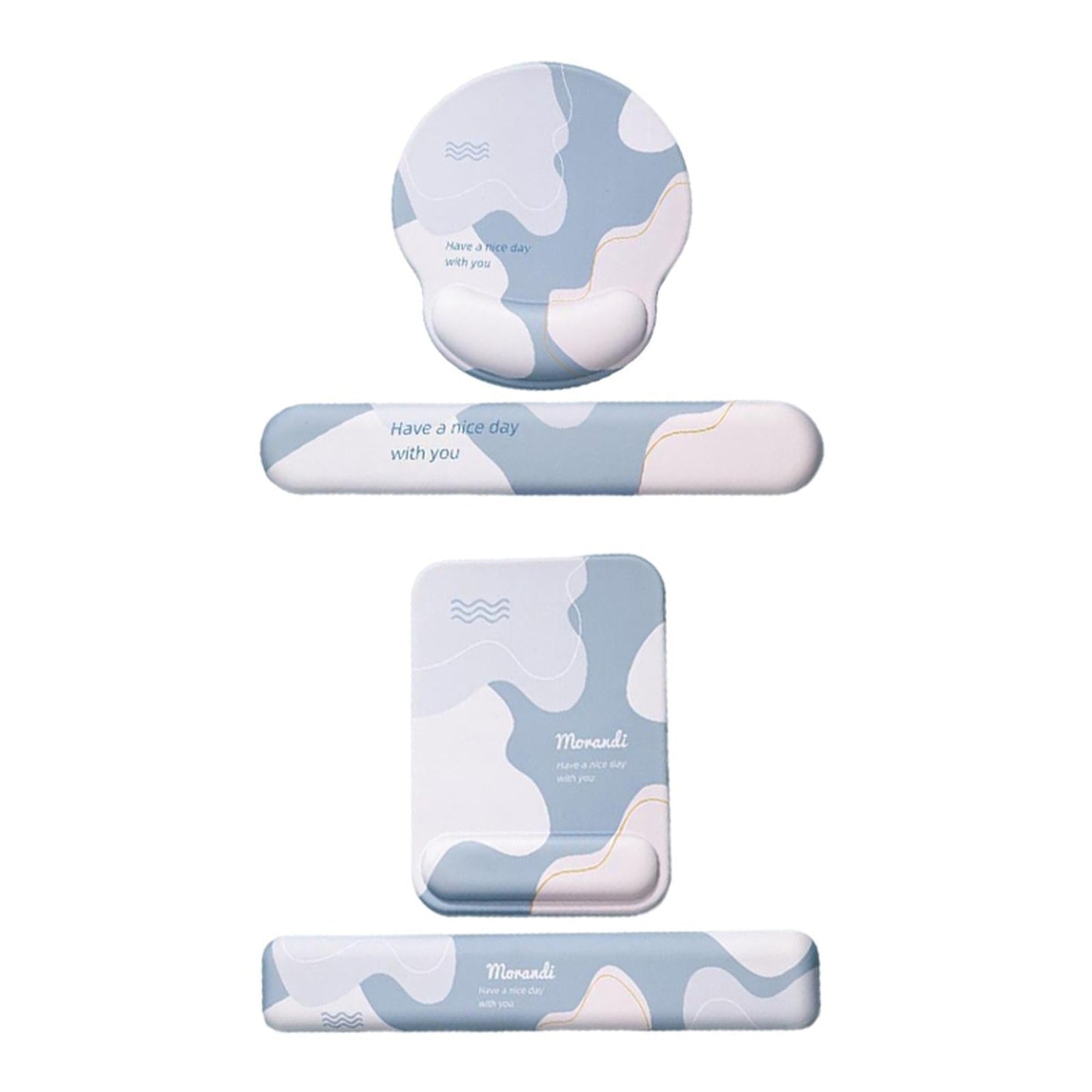 Memory Foam Keyboard and Mouse Wrist Rest Pads Set w/Non Slip Base Round